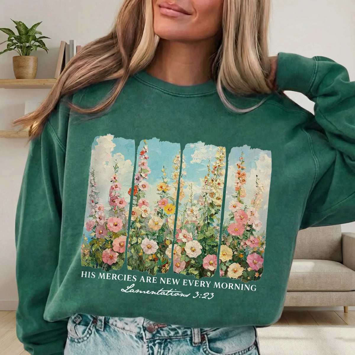 His Mercies Are New Every Morning Floral Sunrise Design – Faith Floral – Unisex Tshirt / Hoodie / Sweatshirt - Faith Guided Life