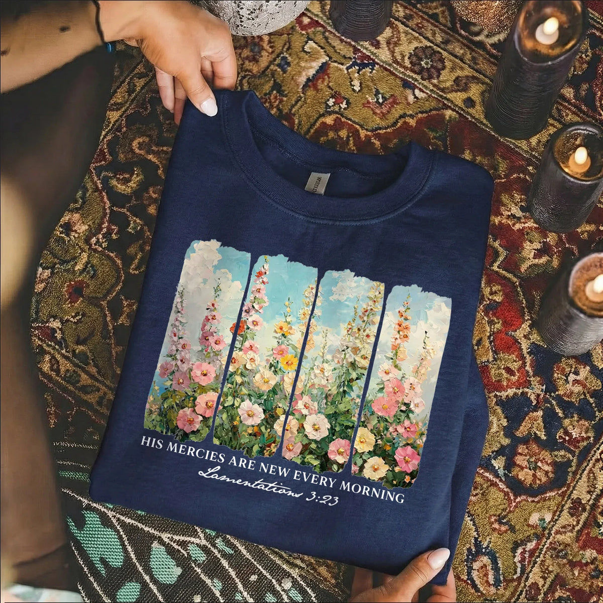His Mercies Are New Every Morning Floral Sunrise Design – Faith Floral – Unisex Tshirt / Hoodie / Sweatshirt - Faith Guided Life