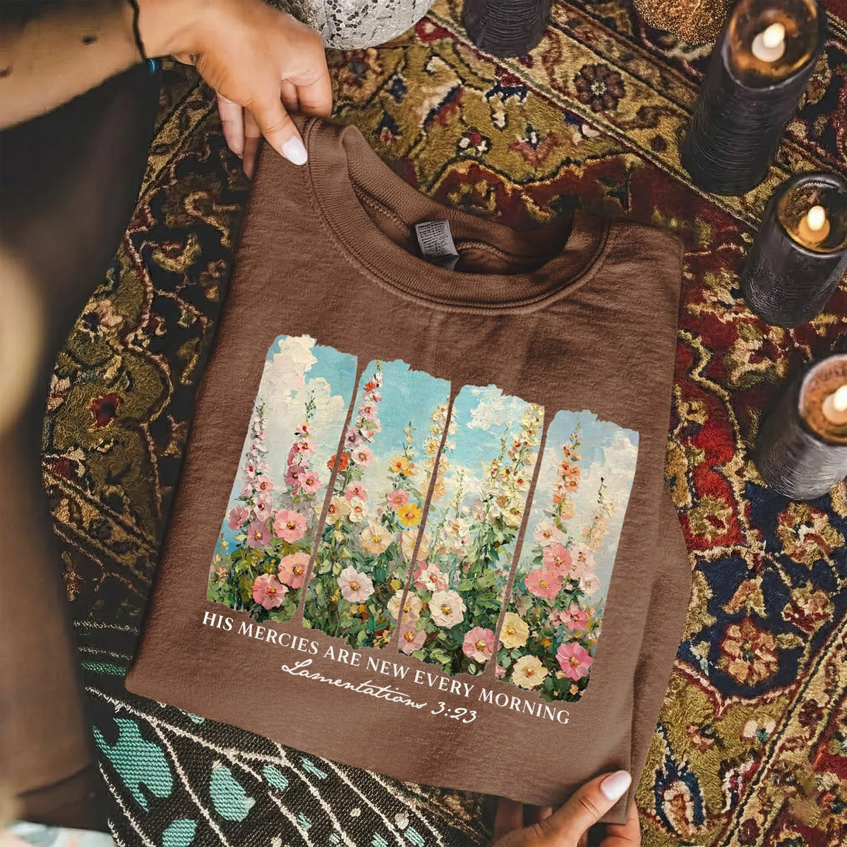 His Mercies Are New Every Morning Floral Sunrise Design – Faith Floral – Unisex Tshirt / Hoodie / Sweatshirt - Faith Guided Life