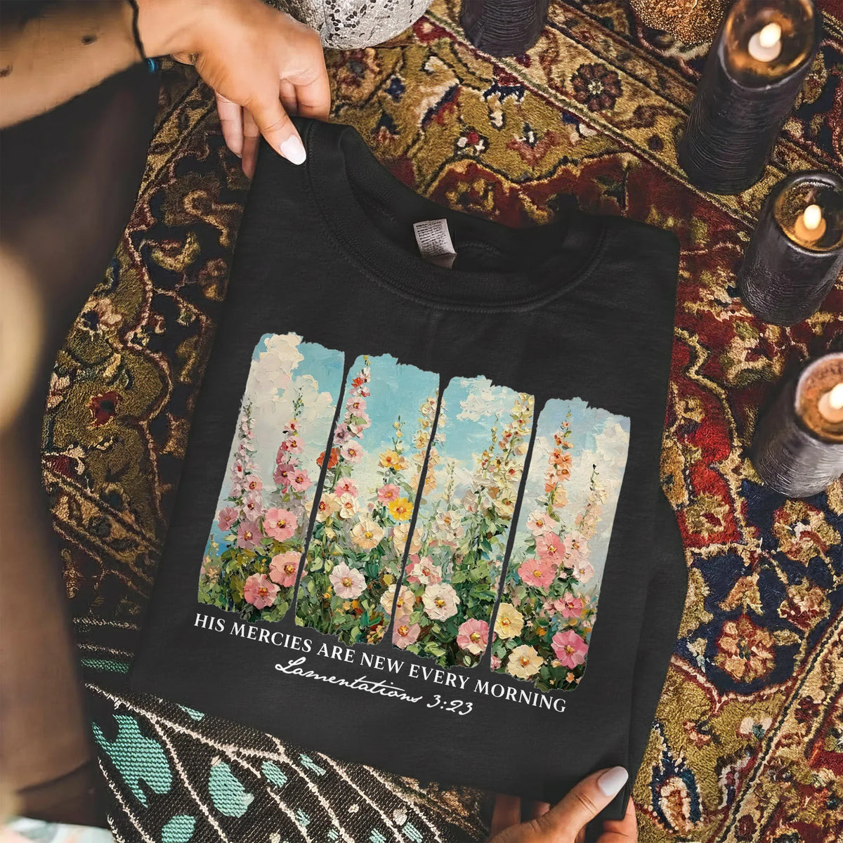 His Mercies Are New Every Morning Floral Sunrise Design – Faith Floral – Unisex Tshirt / Hoodie / Sweatshirt - Faith Guided Life