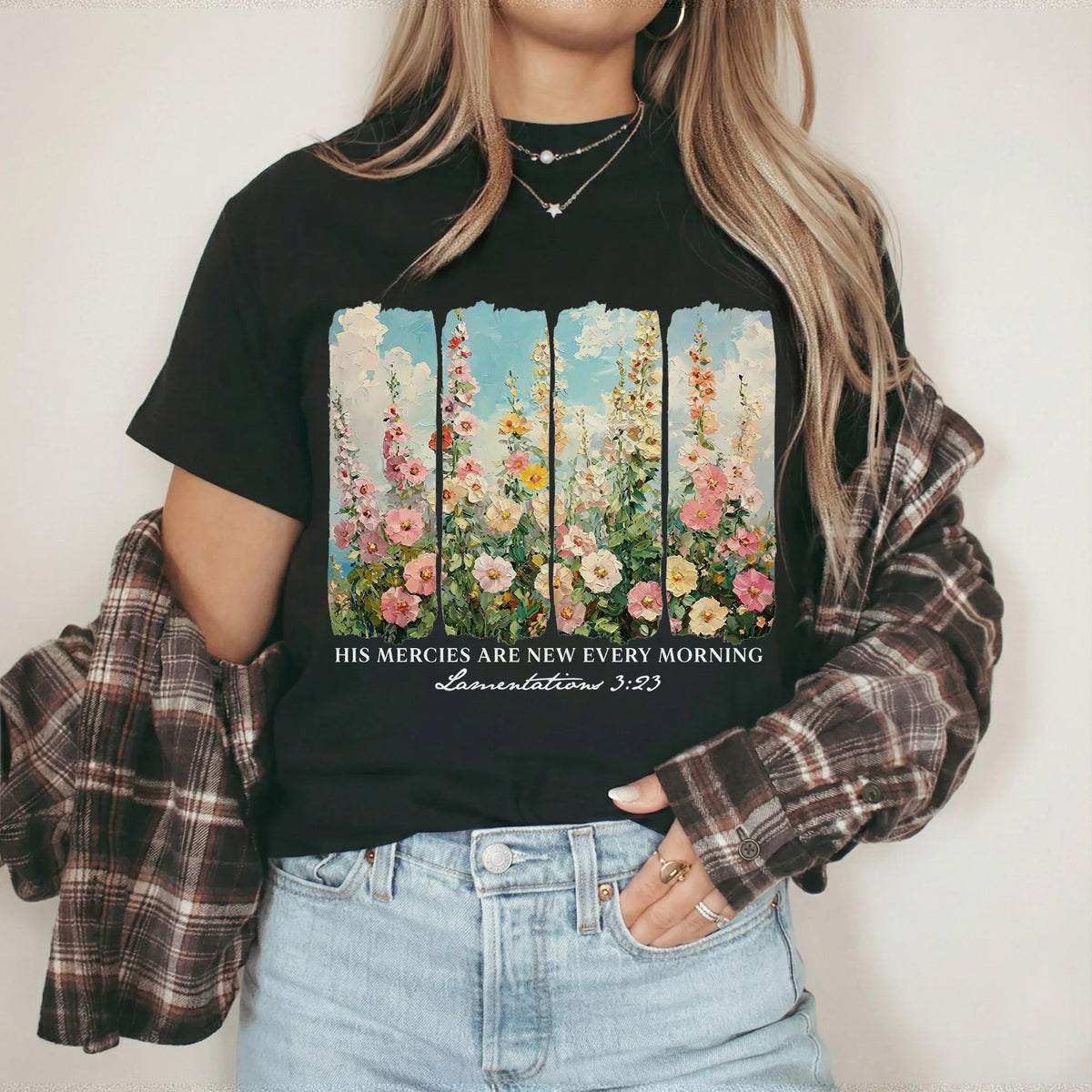 His Mercies Are New Every Morning Floral Sunrise Design – Faith Floral – Unisex Tshirt / Hoodie / Sweatshirt - Faith Guided Life