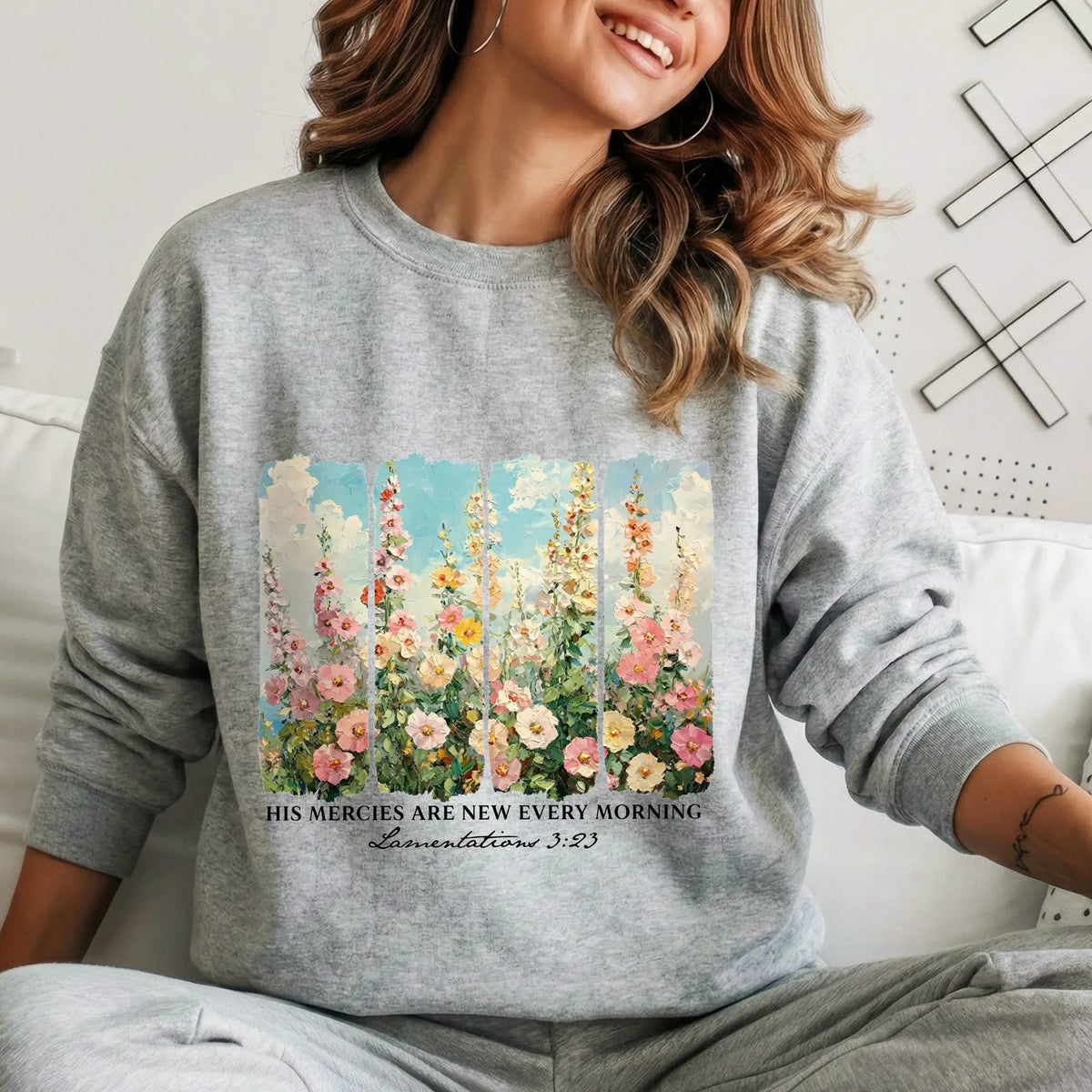 His Mercies Are New Every Morning Floral Sunrise Design – Faith Floral – Unisex Tshirt / Hoodie / Sweatshirt - Faith Guided Life