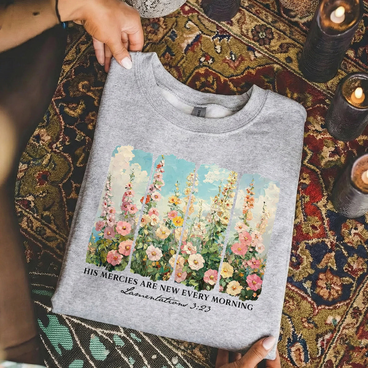 His Mercies Are New Every Morning Floral Sunrise Design – Faith Floral – Unisex Tshirt / Hoodie / Sweatshirt - Faith Guided Life
