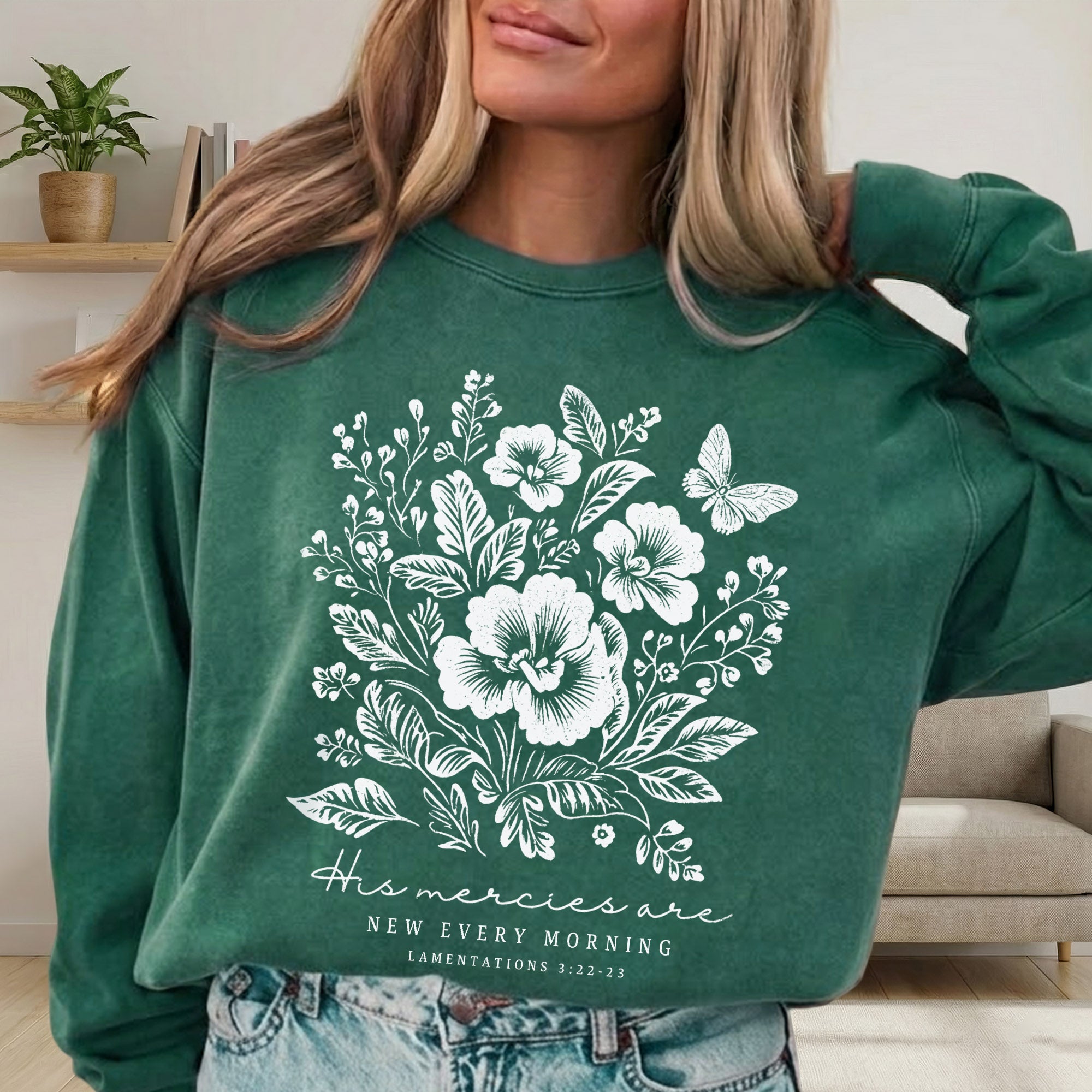 His Mercies Are New Every Morning Floral – Faith Floral – Unisex Tshirt / Hoodie / Sweatshirt