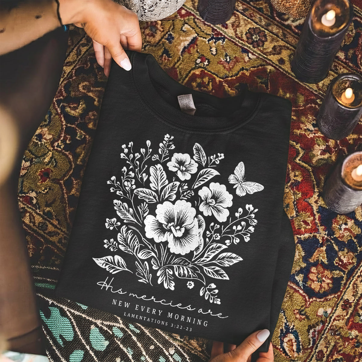 His Mercies Are New Every Morning Floral – Faith Floral – Unisex Tshirt / Hoodie / Sweatshirt