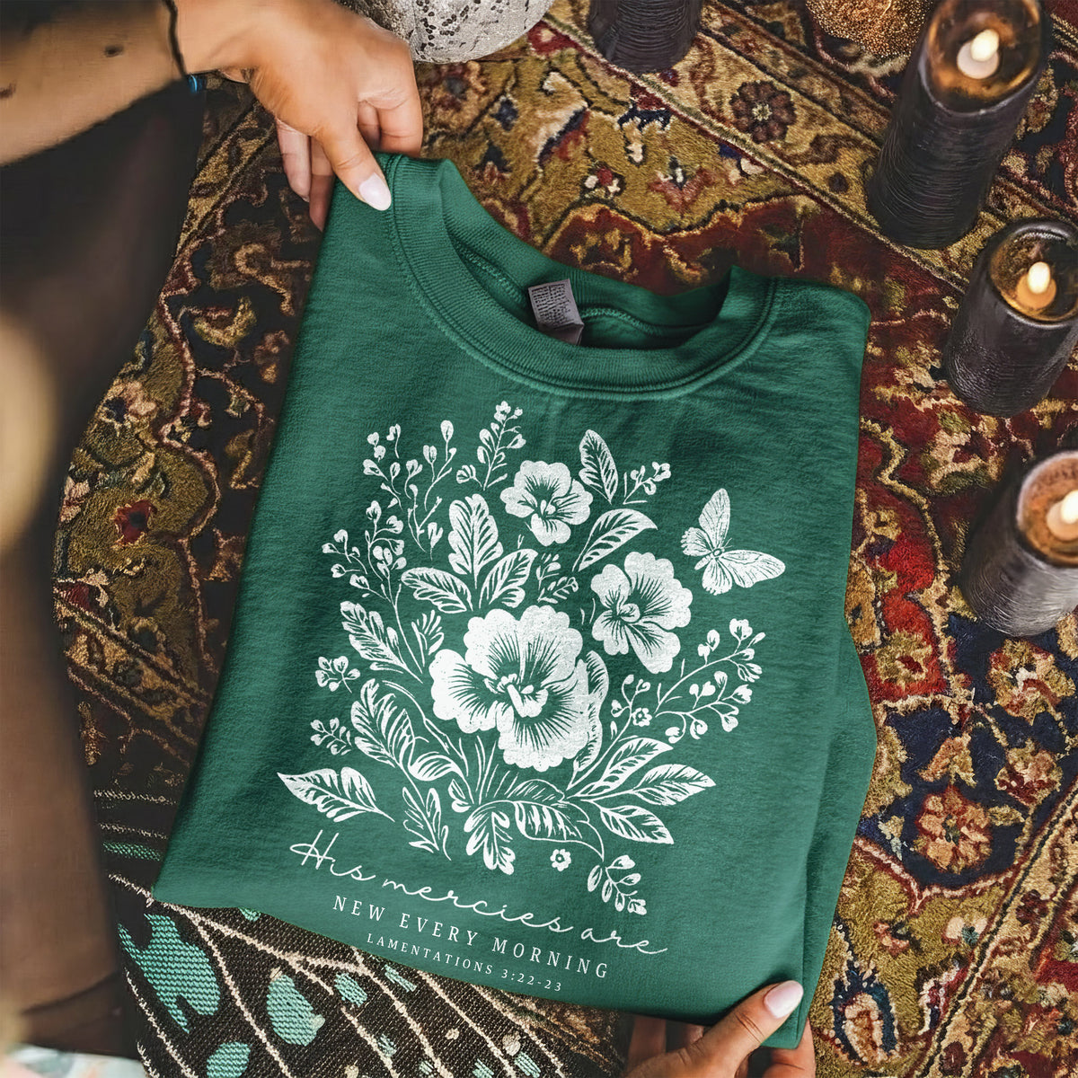 His Mercies Are New Every Morning Floral – Faith Floral – Unisex Tshirt / Hoodie / Sweatshirt