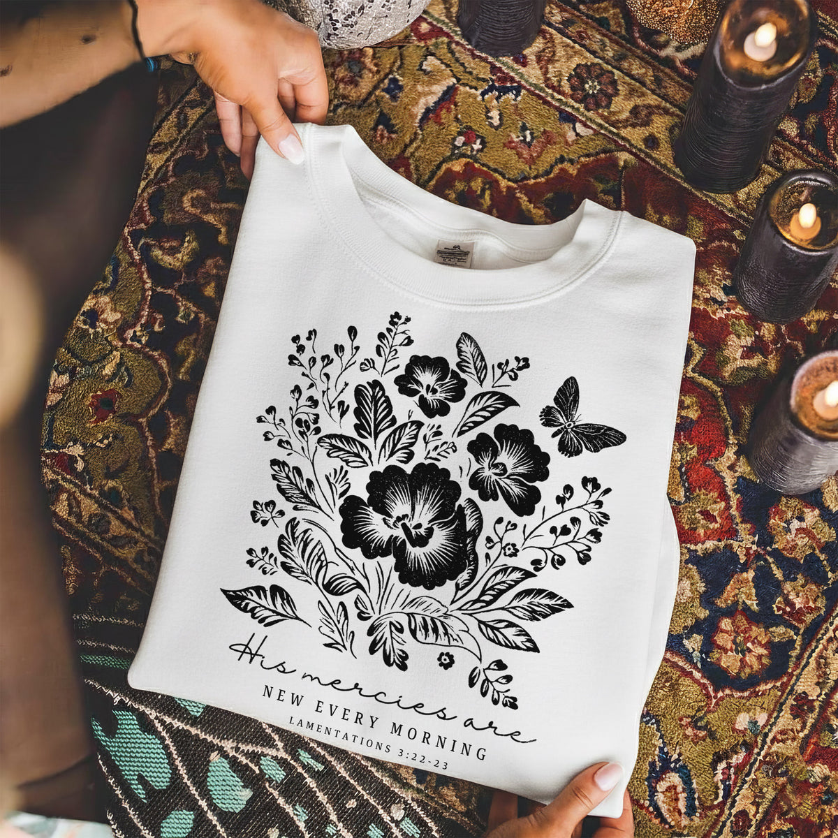 His Mercies Are New Every Morning Floral – Faith Floral – Unisex Tshirt / Hoodie / Sweatshirt