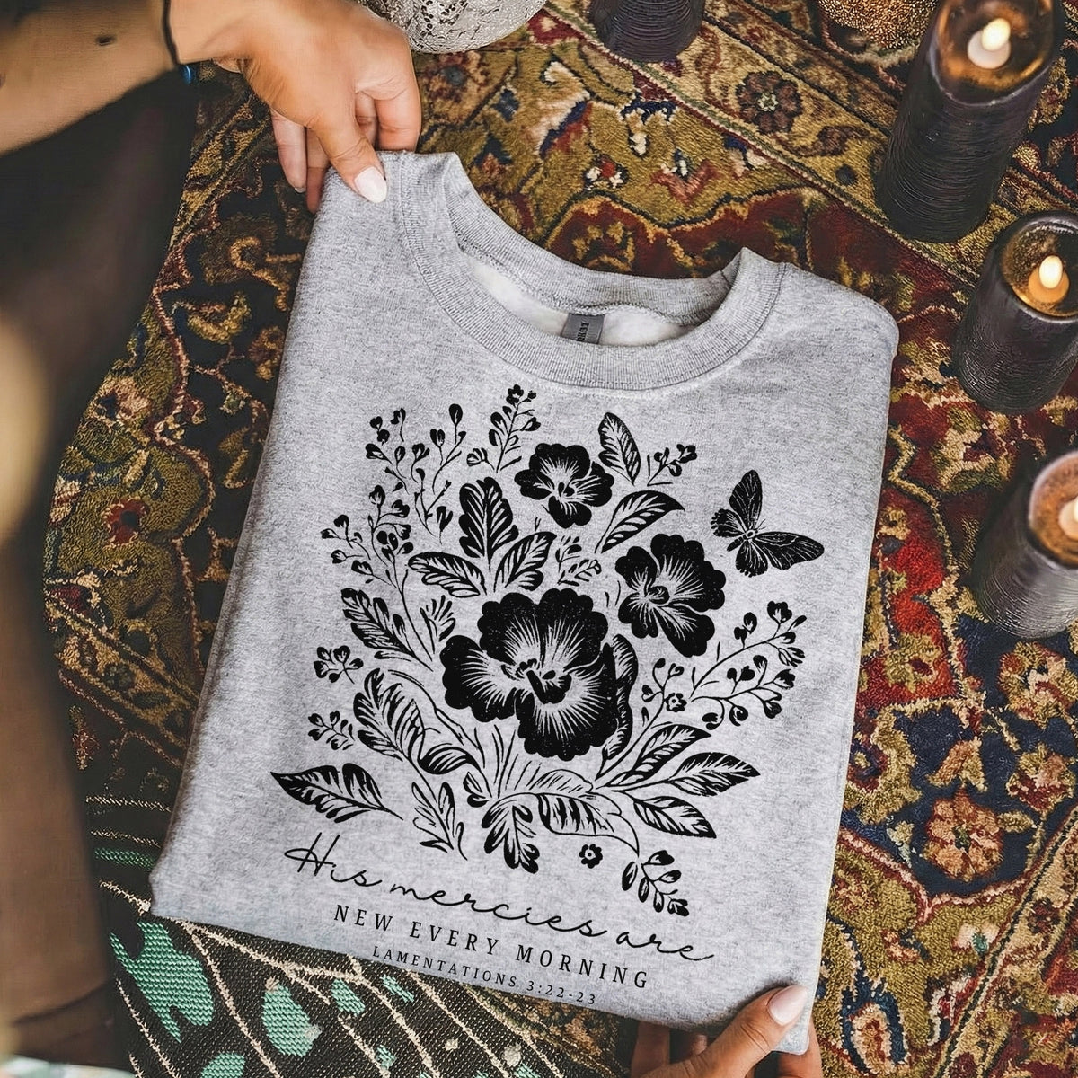 His Mercies Are New Every Morning Floral – Faith Floral – Unisex Tshirt / Hoodie / Sweatshirt