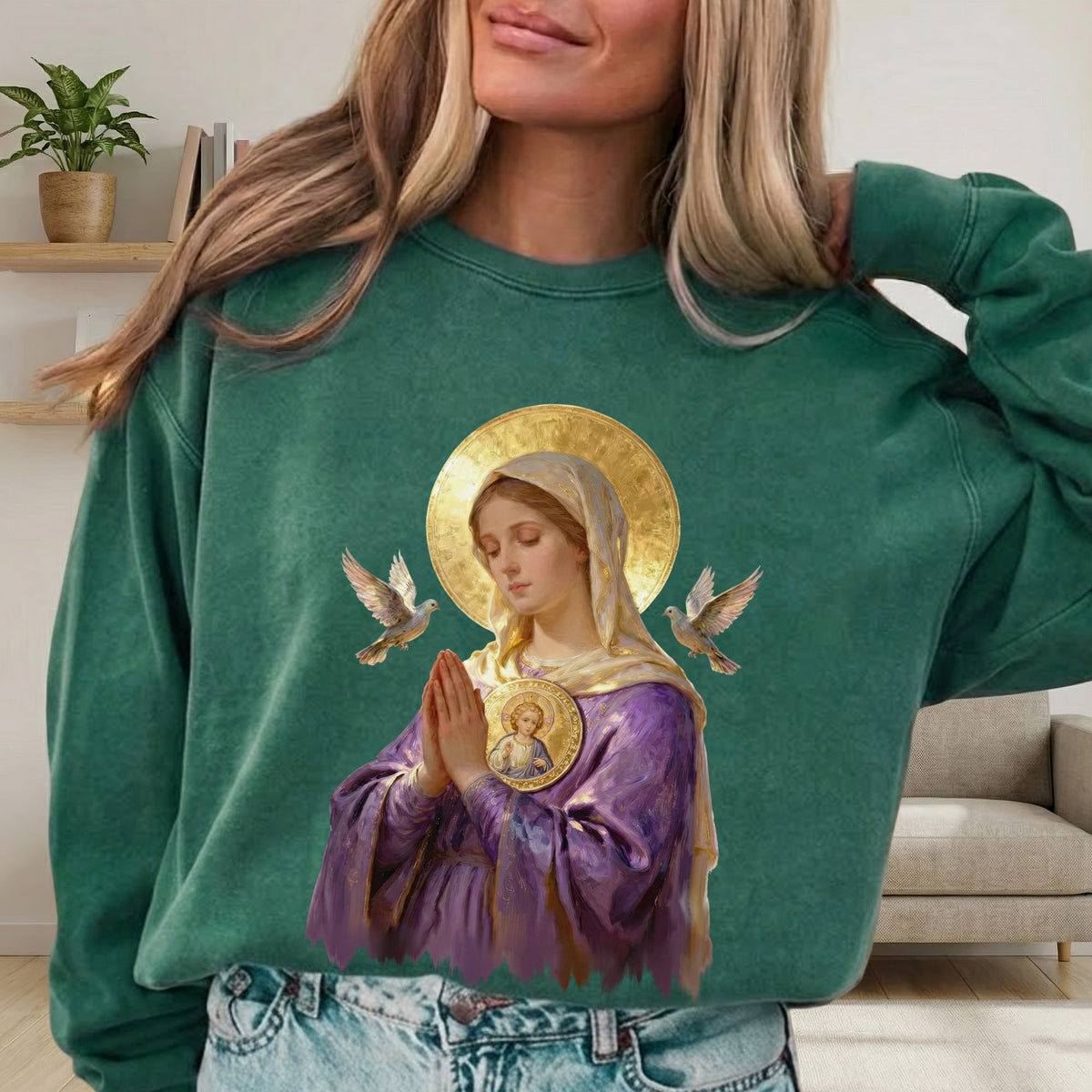 Virgin Mary Prayerful Peaceful – Unisex Tshirt / Hoodie / Sweatshirt