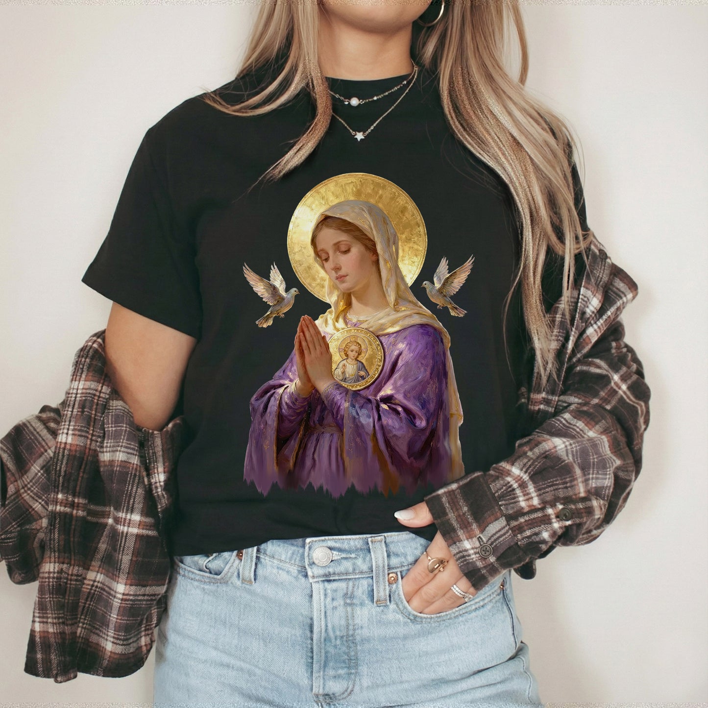 Virgin Mary Prayerful Peaceful – Unisex Tshirt / Hoodie / Sweatshirt