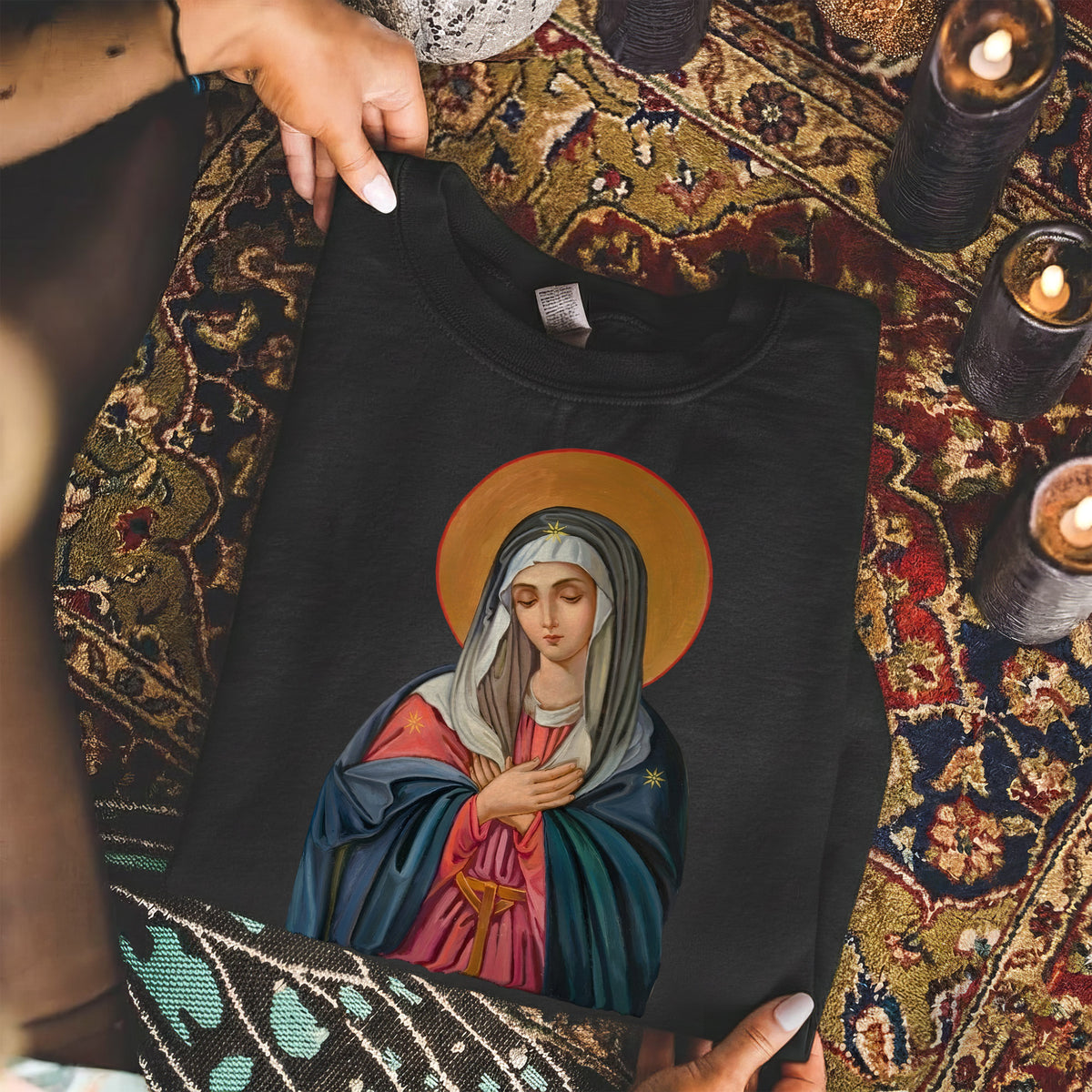 Virgin Mary of the Roses Inspirational – Unisex Tshirt / Hoodie / Sweatshirt