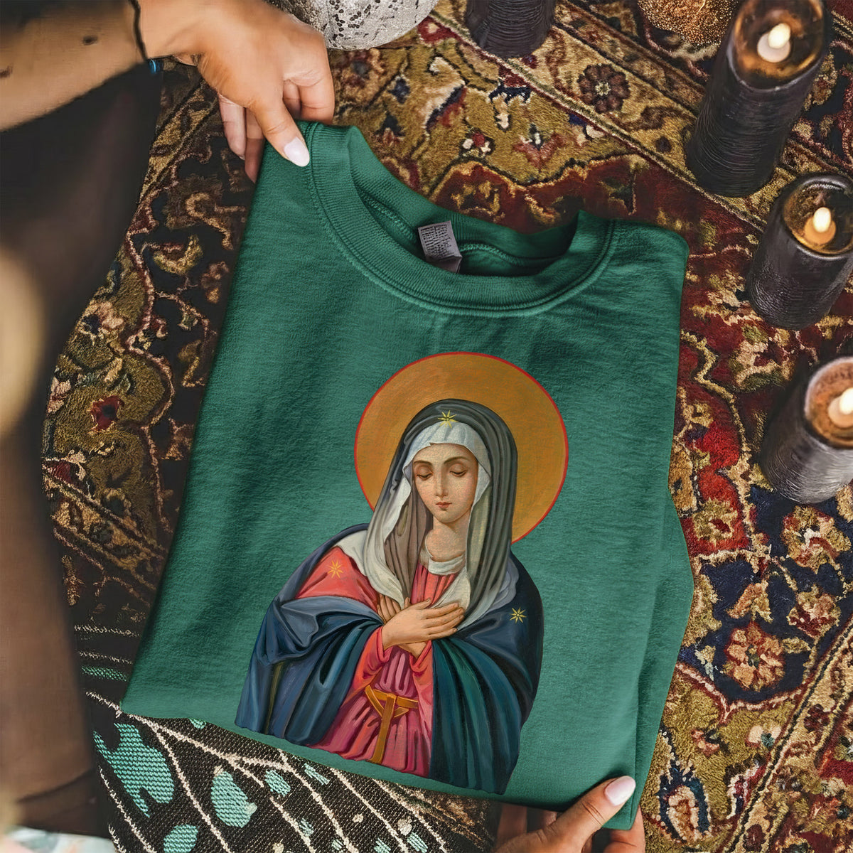 Virgin Mary of the Roses Inspirational – Unisex Tshirt / Hoodie / Sweatshirt