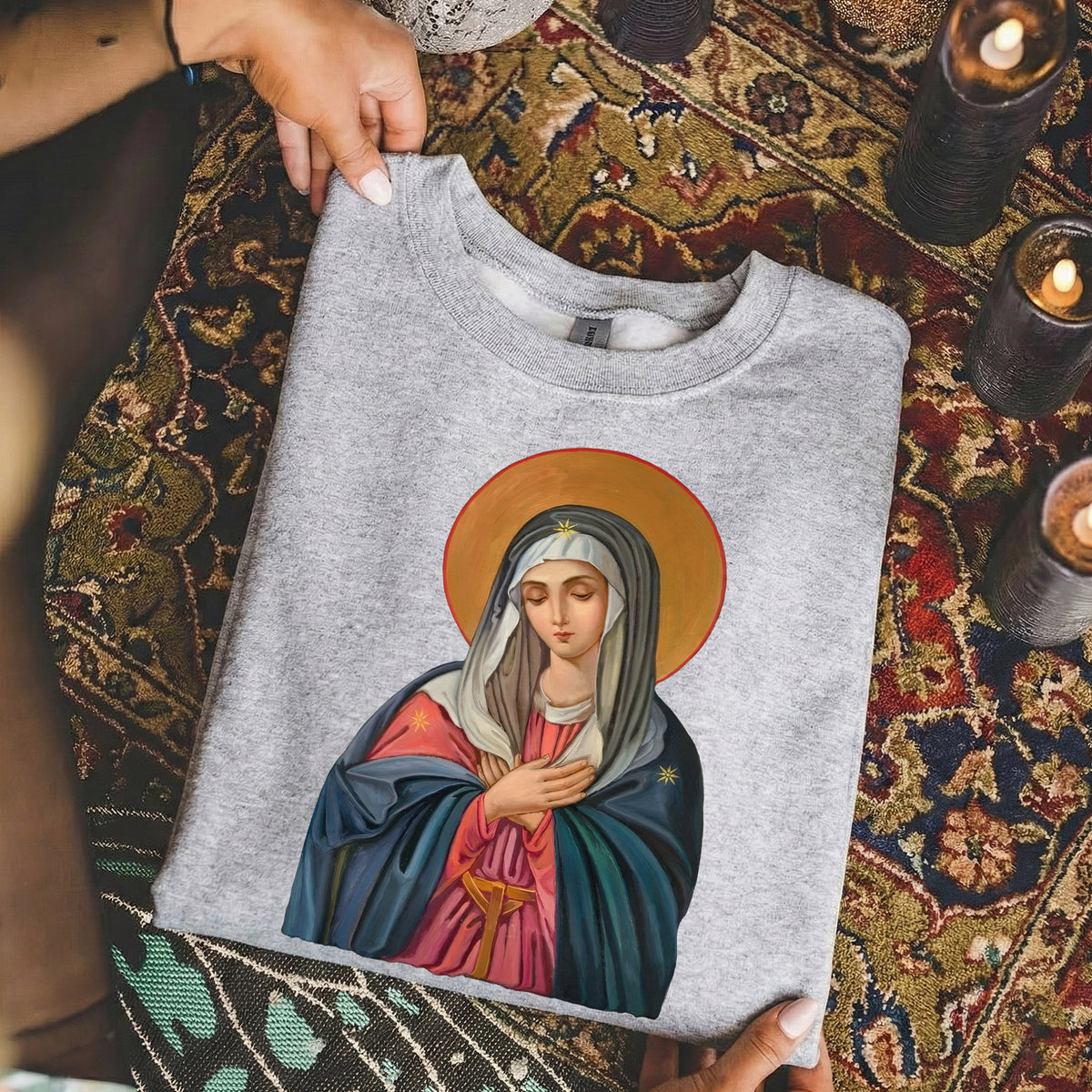 Virgin Mary of the Roses Inspirational – Unisex Tshirt / Hoodie / Sweatshirt