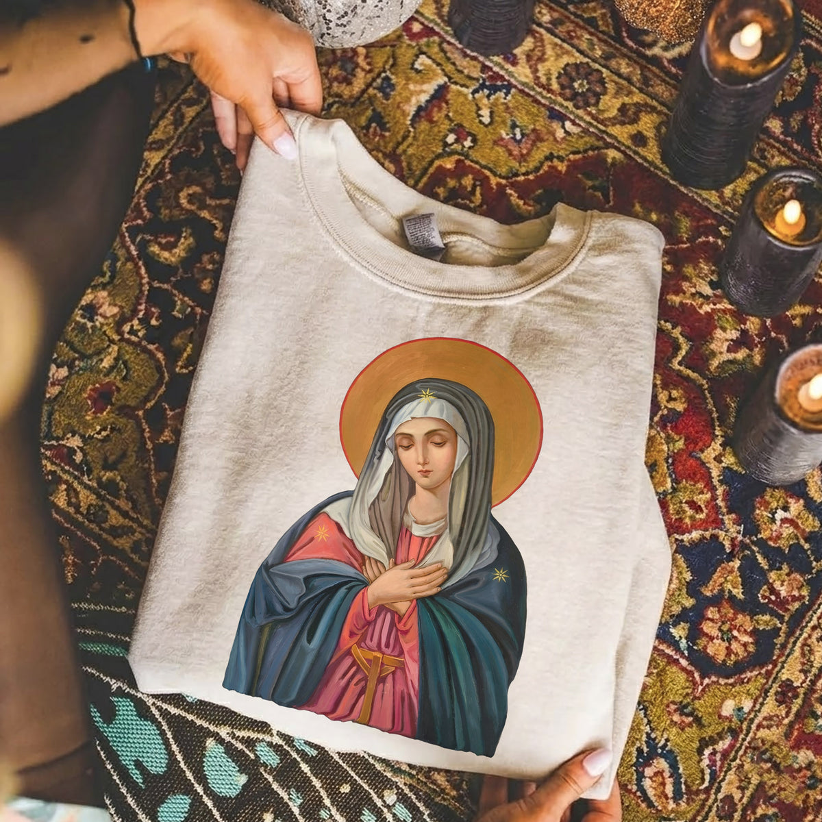 Virgin Mary of the Roses Inspirational – Unisex Tshirt / Hoodie / Sweatshirt