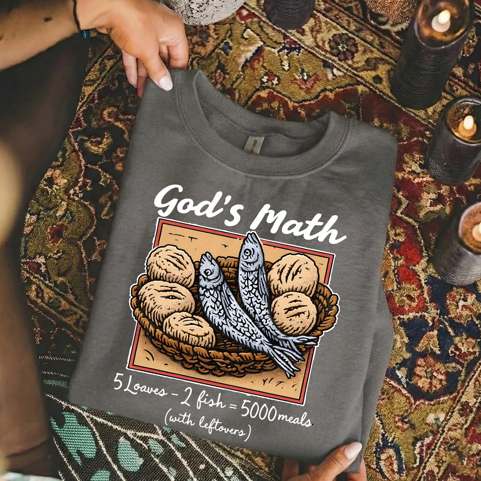 [COMFORT T-SHIRT] God’s Math Loaves & Fishes Miracle Design - Faith Guided Life