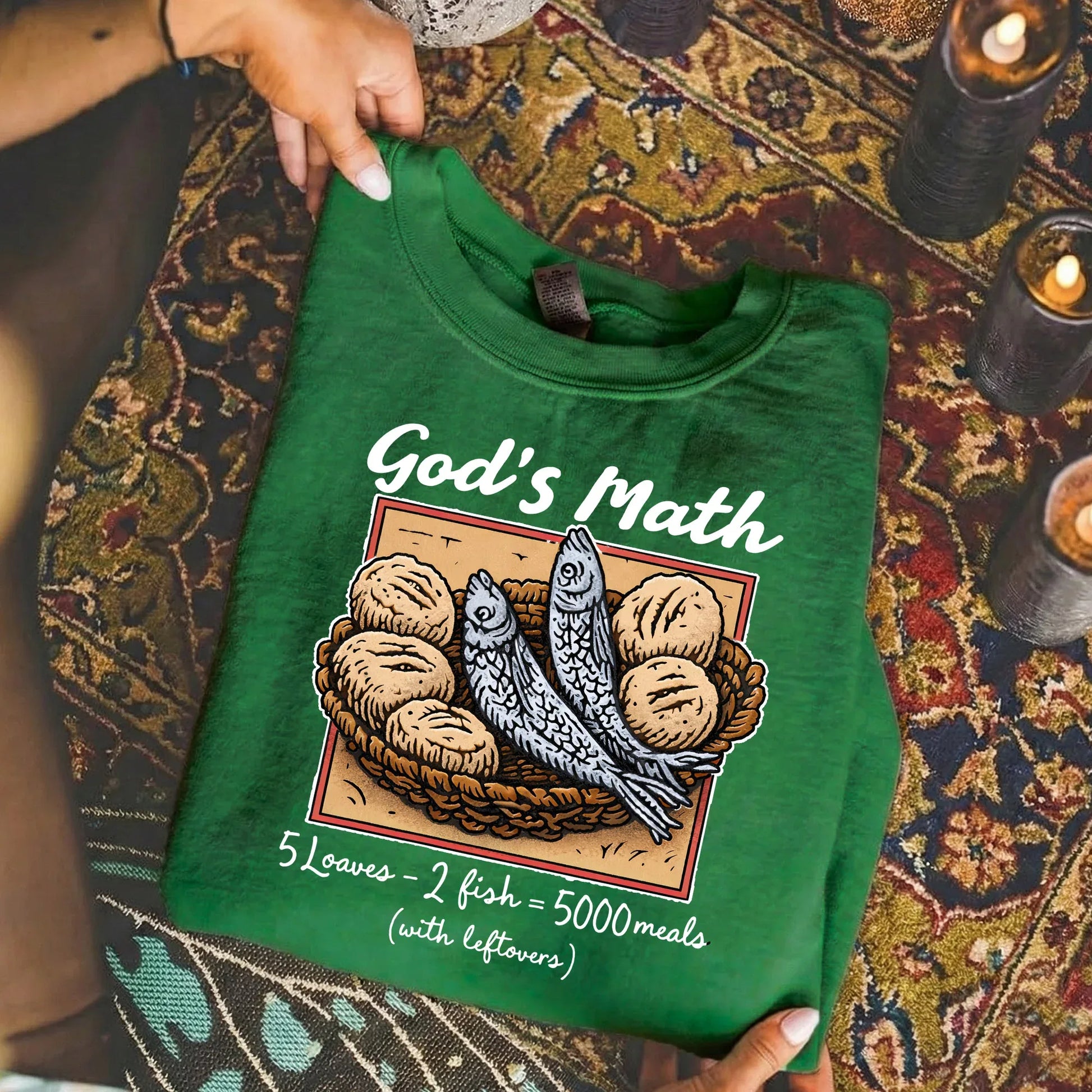 [COMFORT T-SHIRT] God’s Math Loaves & Fishes Miracle Design - Faith Guided Life