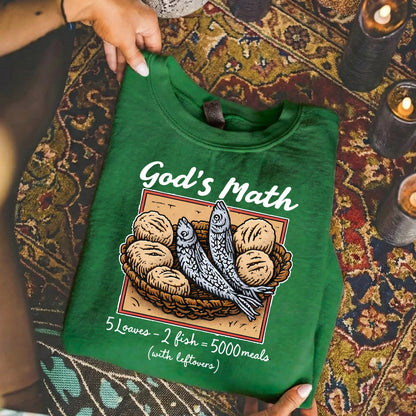 [COMFORT T-SHIRT] God’s Math Loaves & Fishes Miracle Design - Faith Guided Life