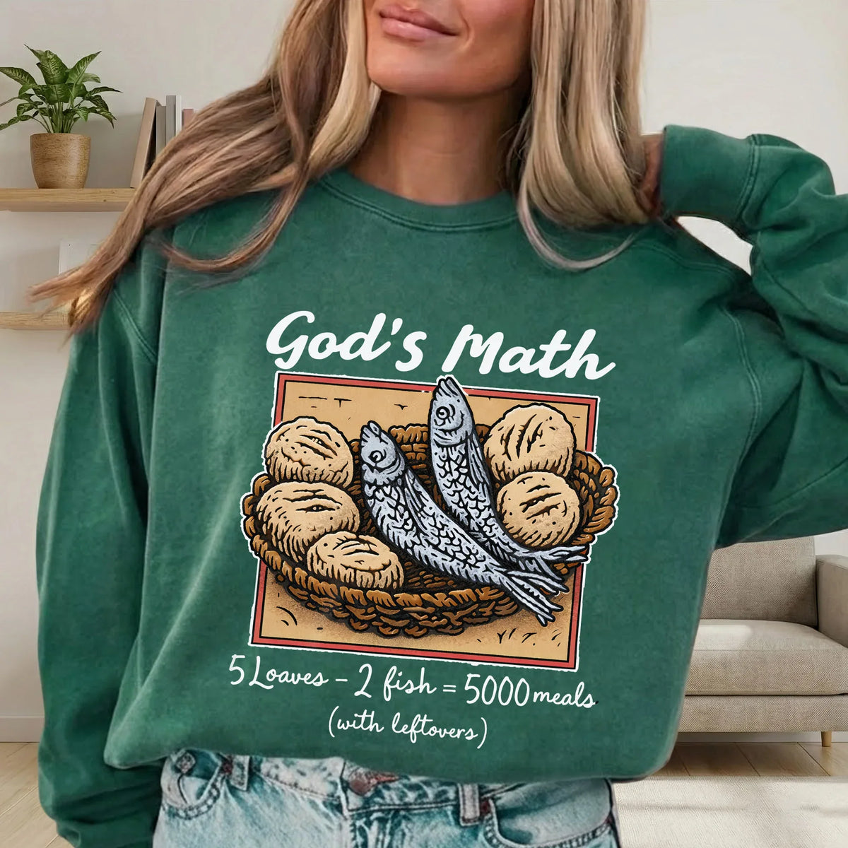 God’s Math Loaves & Fishes Miracle Design – Faith Message – Unisex Tshirt / Hoodie / Sweatshirt - Faith Guided Life