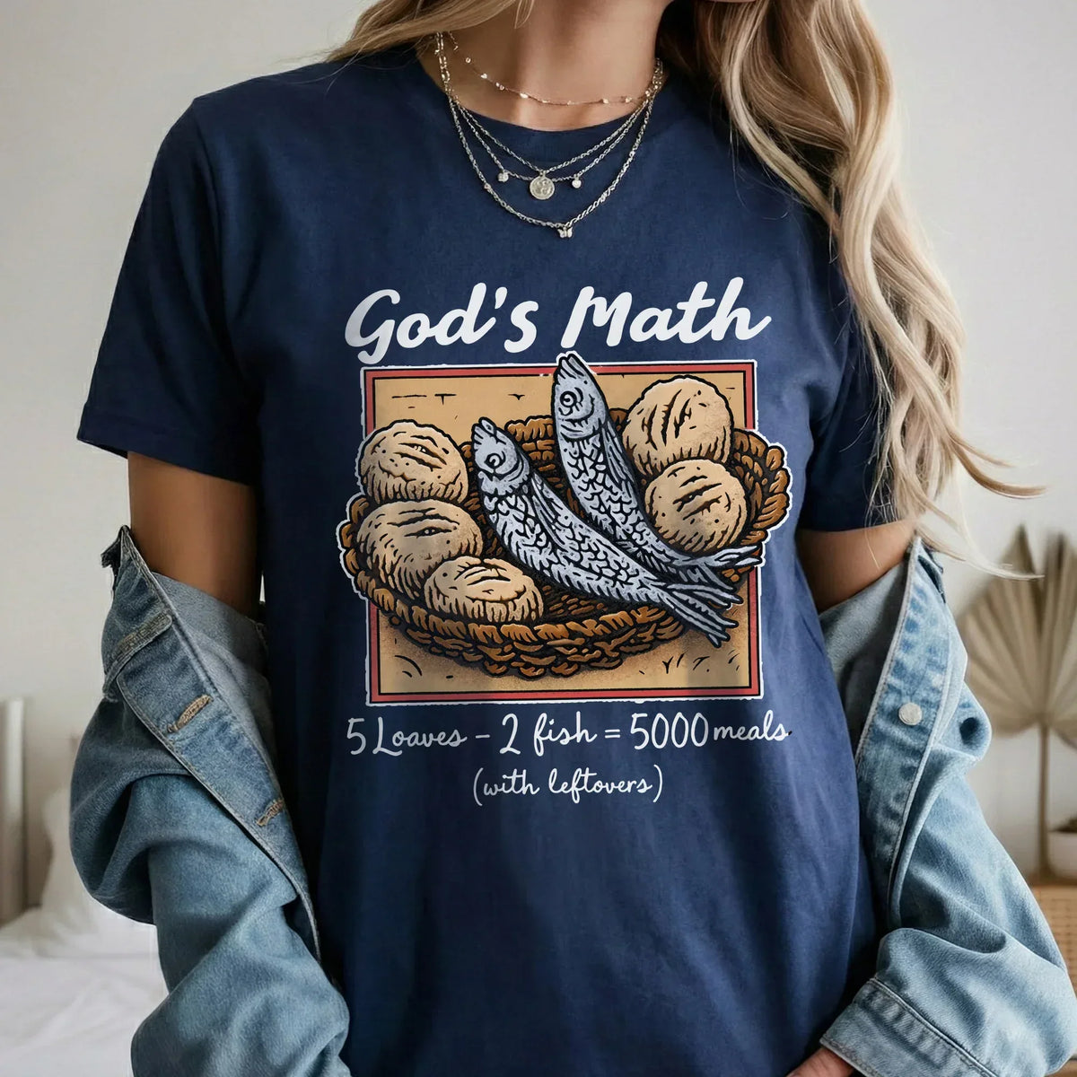 [COMFORT T-SHIRT] God’s Math Loaves & Fishes Miracle Design - Faith Guided Life