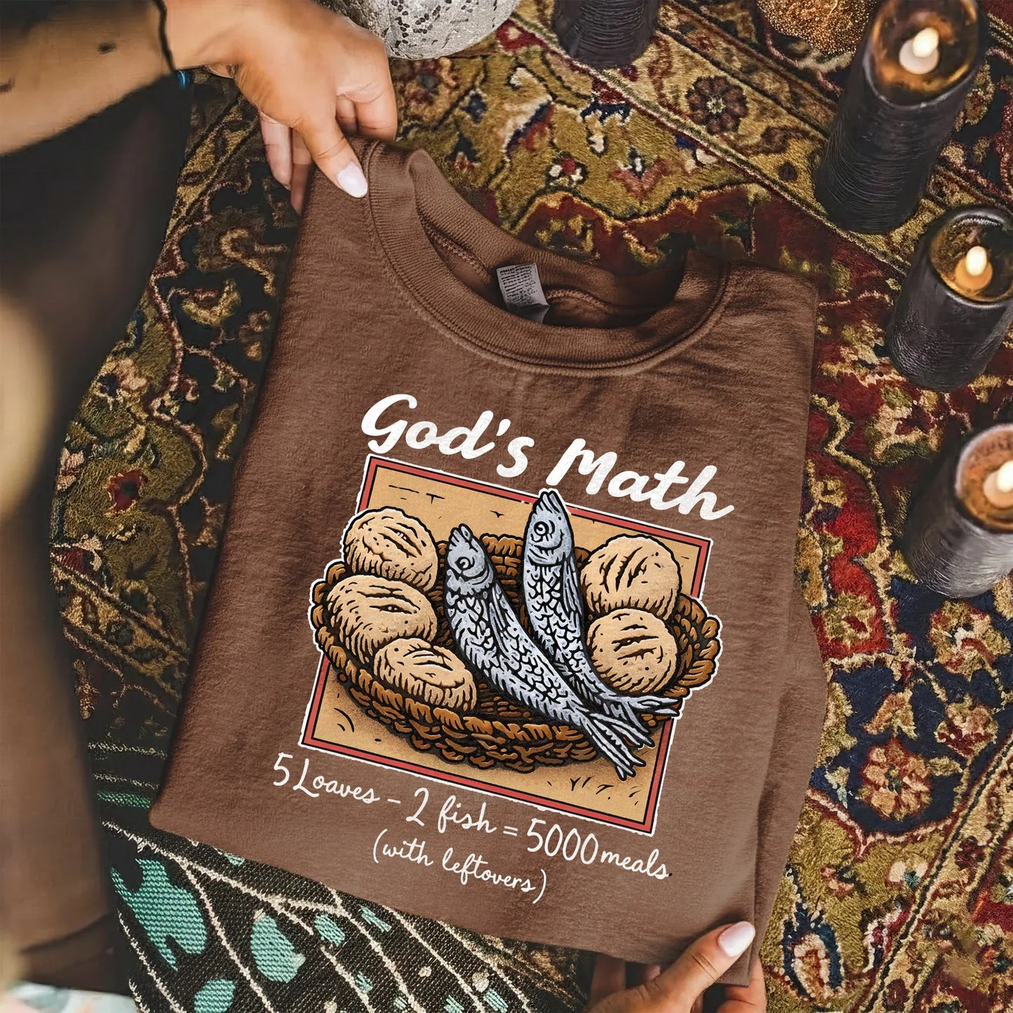 God’s Math Loaves & Fishes Miracle Design – Faith Message – Unisex Tshirt / Hoodie / Sweatshirt - Faith Guided Life