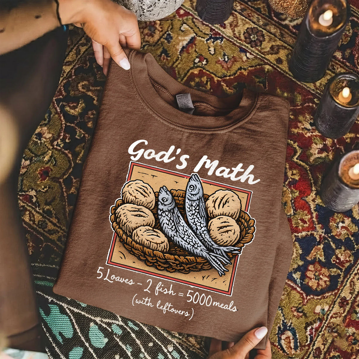 God’s Math Loaves & Fishes Miracle Design – Faith Message – Unisex Tshirt / Hoodie / Sweatshirt - Faith Guided Life
