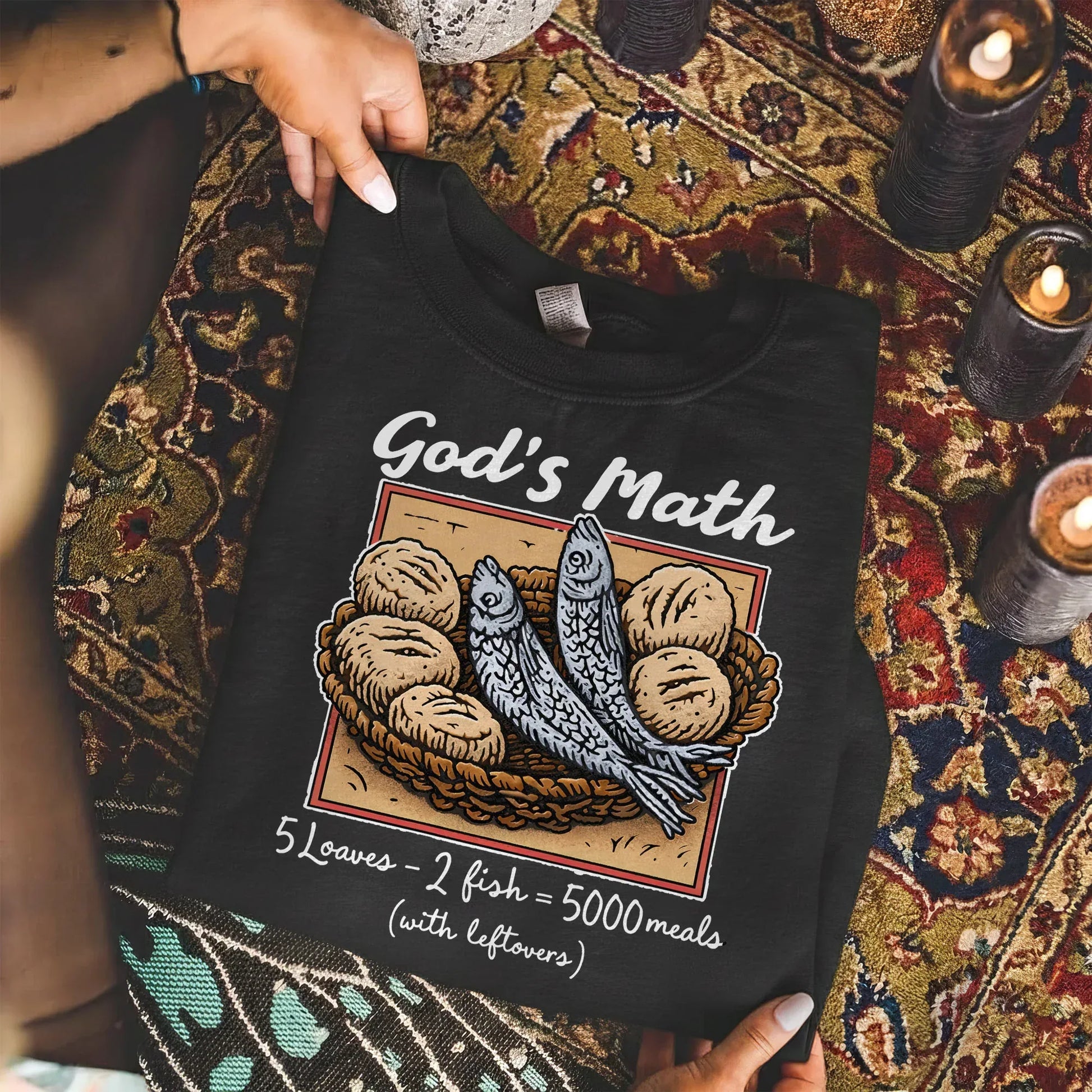 [COMFORT T-SHIRT] God’s Math Loaves & Fishes Miracle Design - Faith Guided Life