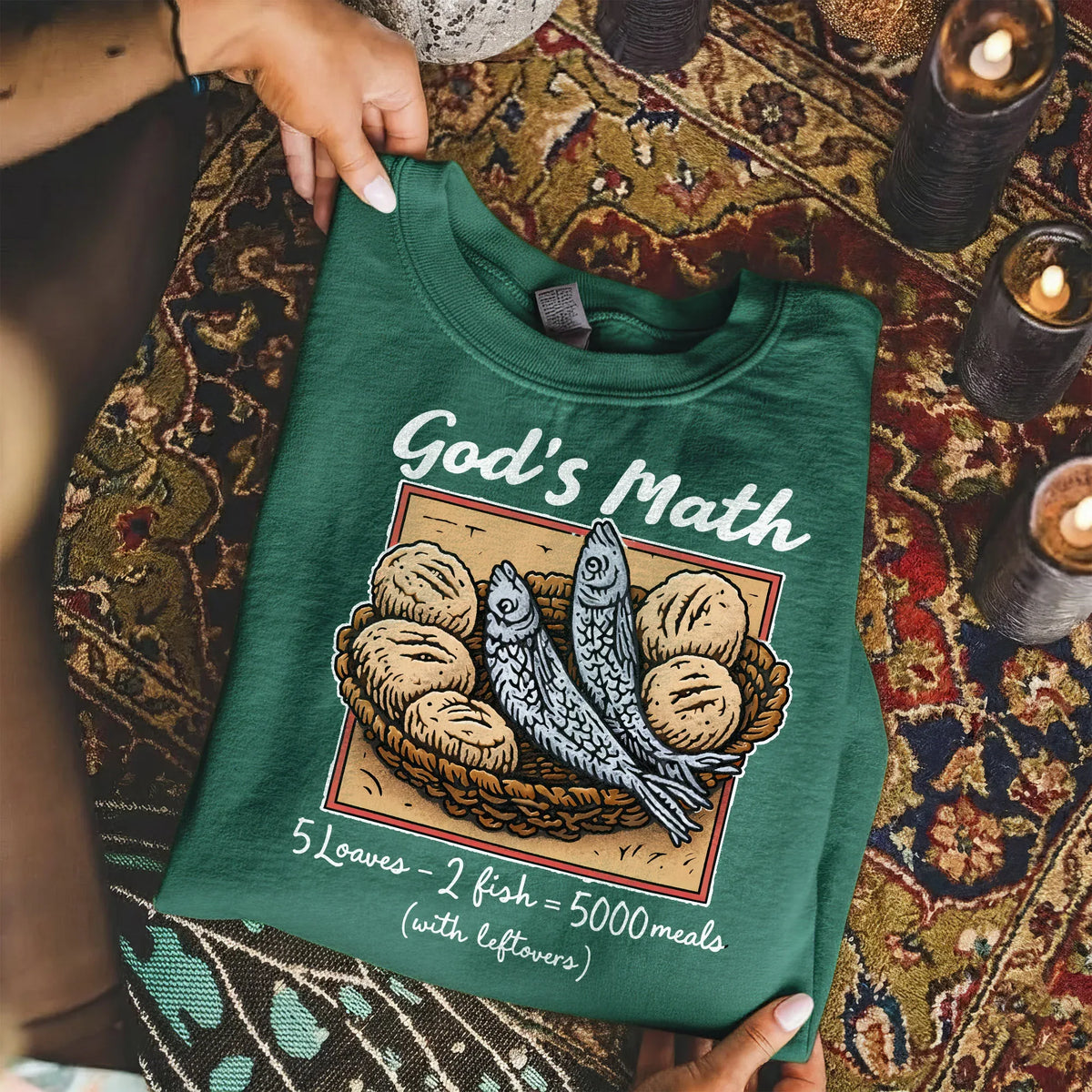 God’s Math Loaves & Fishes Miracle Design – Faith Message – Unisex Tshirt / Hoodie / Sweatshirt - Faith Guided Life