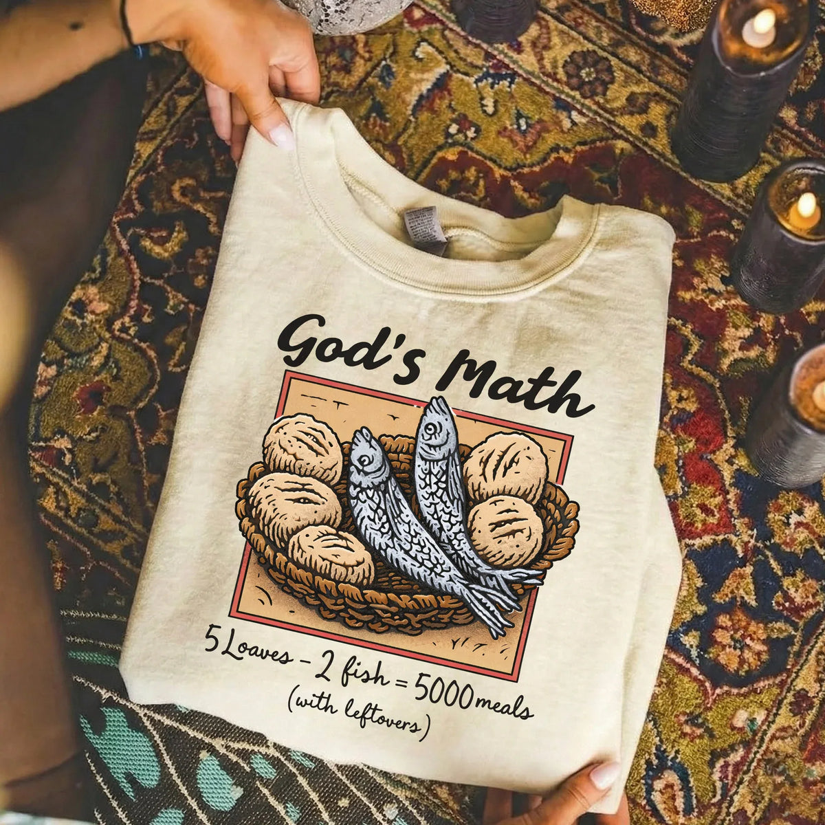 [COMFORT T-SHIRT] God’s Math Loaves & Fishes Miracle Design - Faith Guided Life