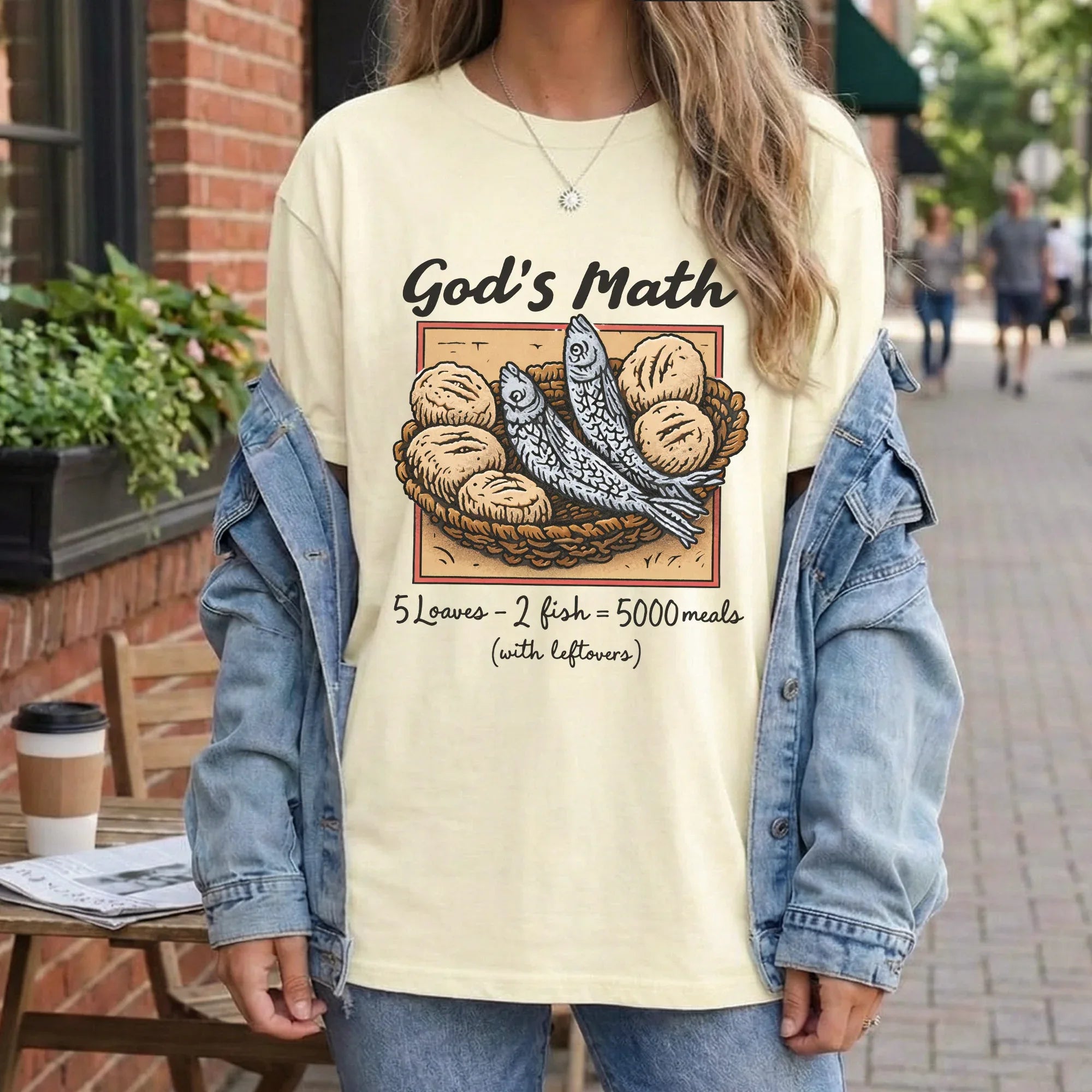 [COMFORT T-SHIRT] God’s Math Loaves & Fishes Miracle Design - Faith Guided Life