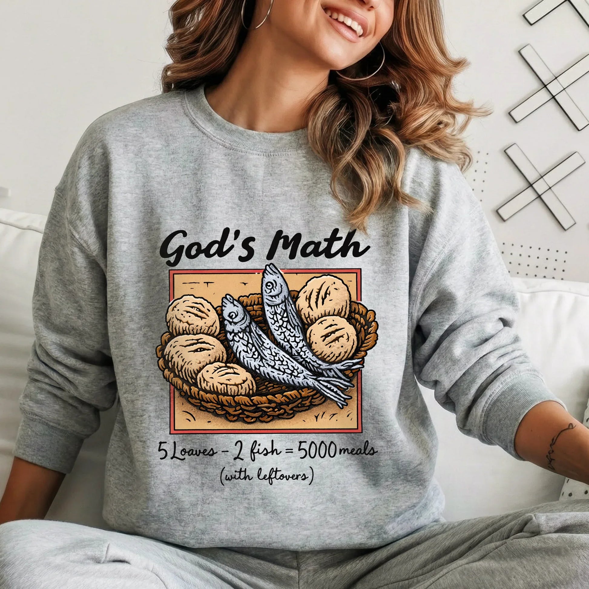 God’s Math Loaves & Fishes Miracle Design – Faith Message – Unisex Tshirt / Hoodie / Sweatshirt - Faith Guided Life