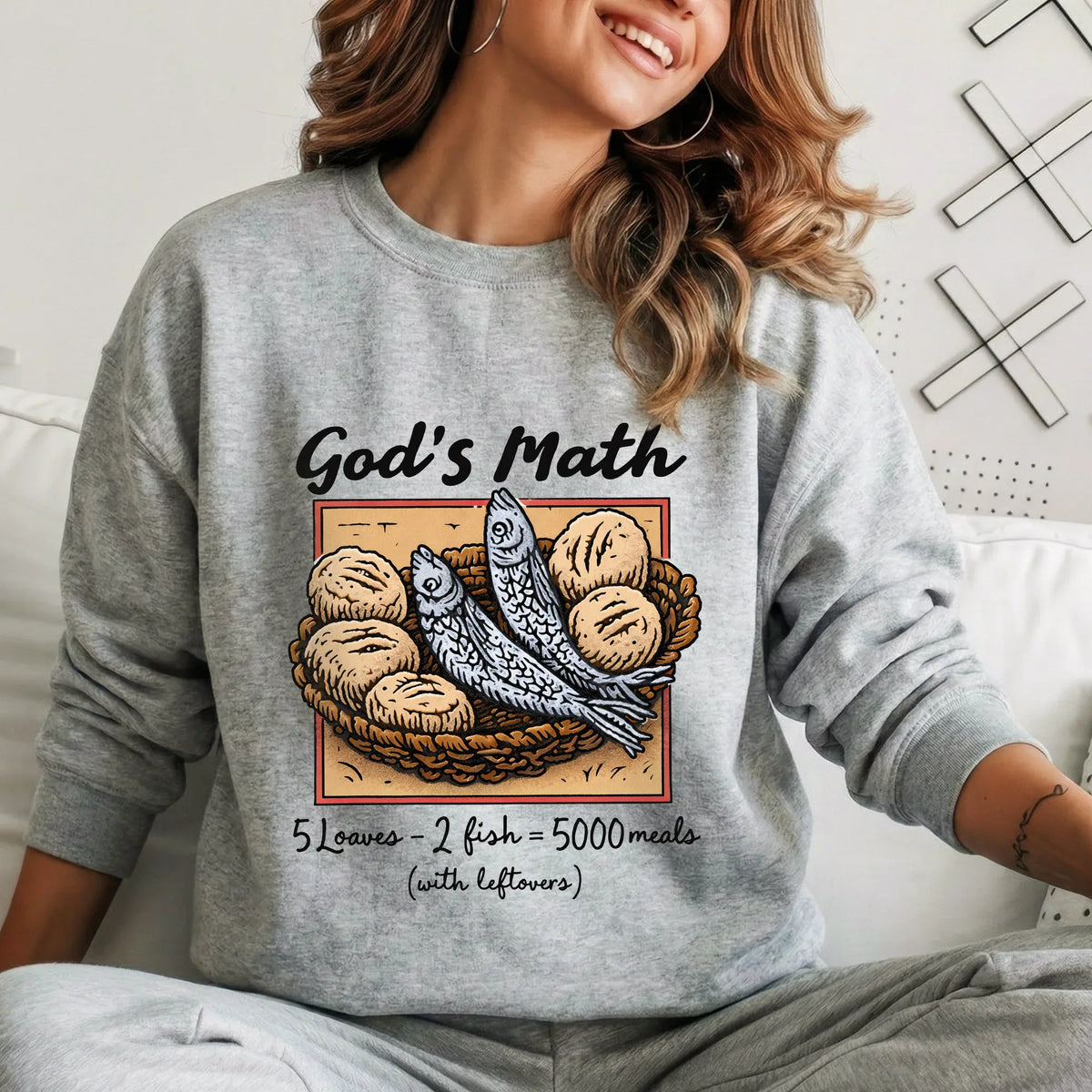 God’s Math Loaves & Fishes Miracle Design – Faith Message – Unisex Tshirt / Hoodie / Sweatshirt - Faith Guided Life