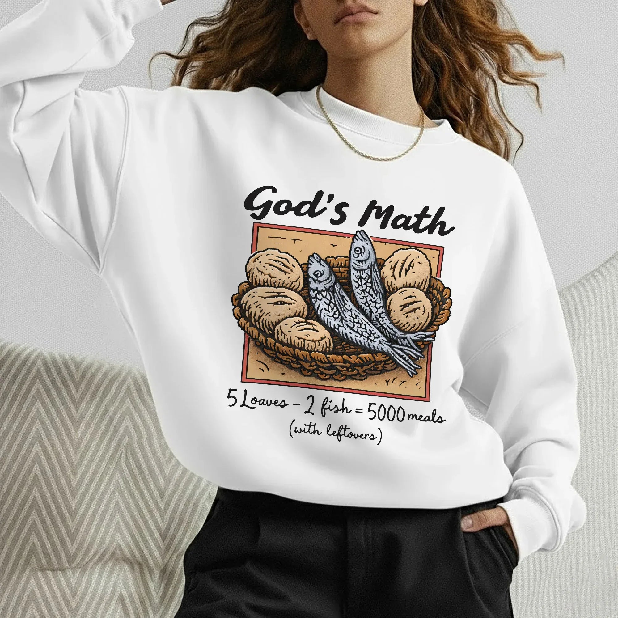 [COMFORT T-SHIRT] God’s Math Loaves & Fishes Miracle Design - Faith Guided Life