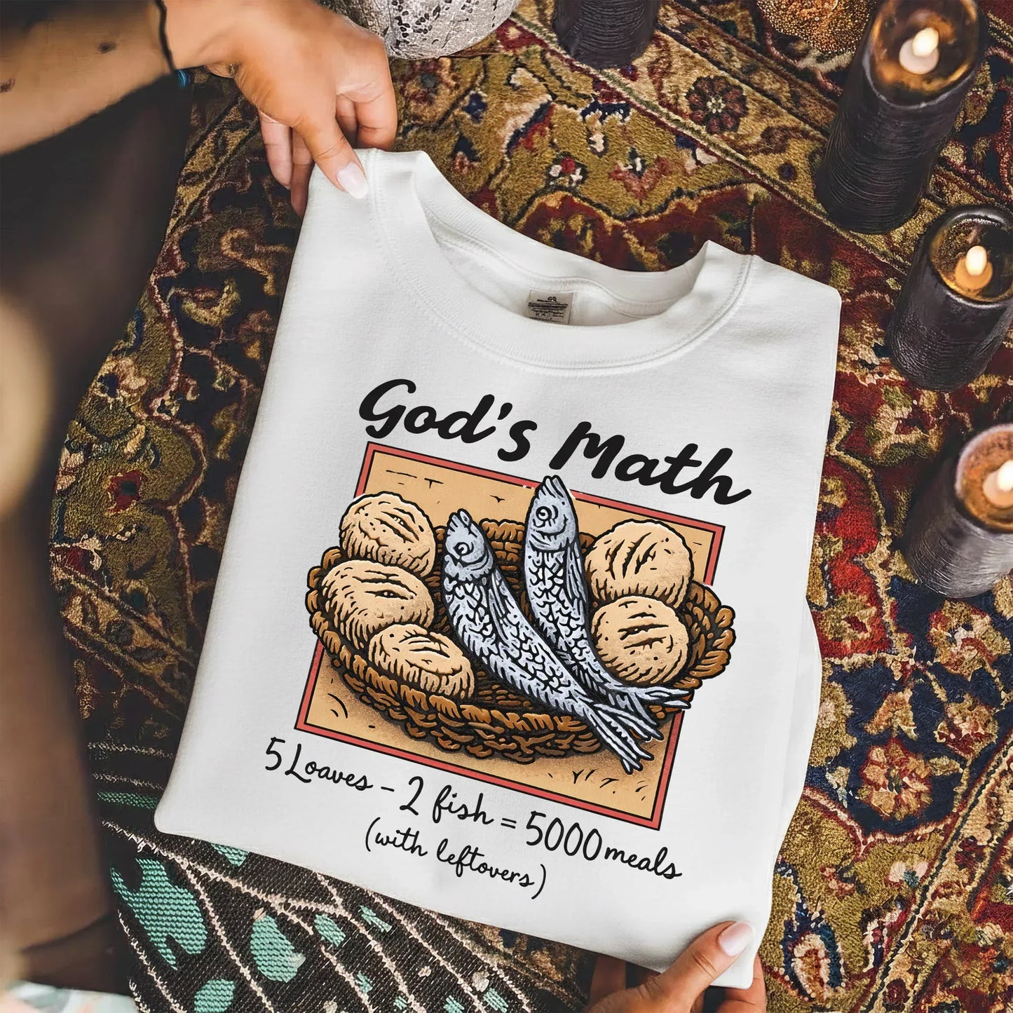 [COMFORT T-SHIRT] God’s Math Loaves & Fishes Miracle Design - Faith Guided Life