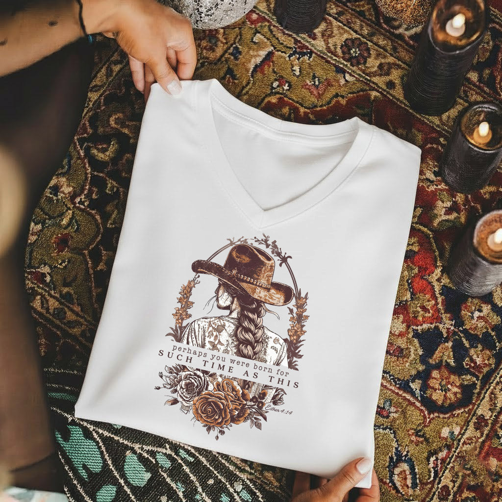 Perhaps You Were Born For Such a Time as This - V-Neck Christian Shirt