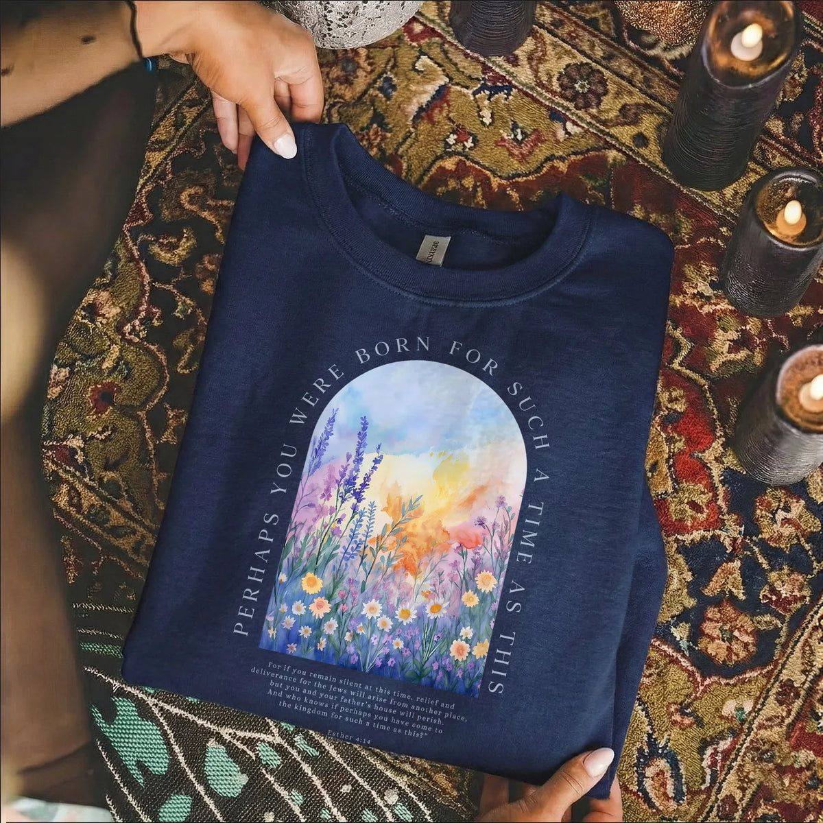 Born For Such A Time As This Watercolor Meadow Design – Faith Floral – Unisex Tshirt / Hoodie / Sweatshirt - Faith Guided Life