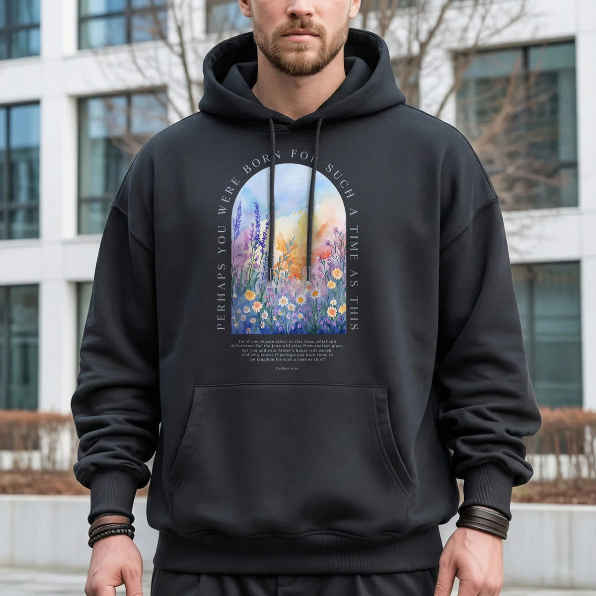 Born For Such A Time As This Watercolor Meadow Design – Faith Floral – Unisex Tshirt / Hoodie / Sweatshirt - Faith Guided Life