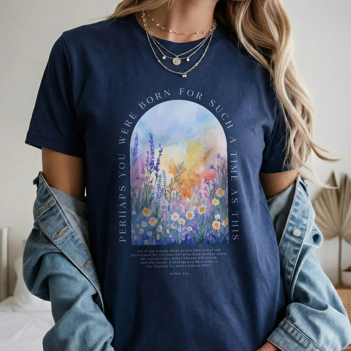Born For Such A Time As This Watercolor Meadow Design – Faith Floral – Unisex Tshirt / Hoodie / Sweatshirt - Faith Guided Life