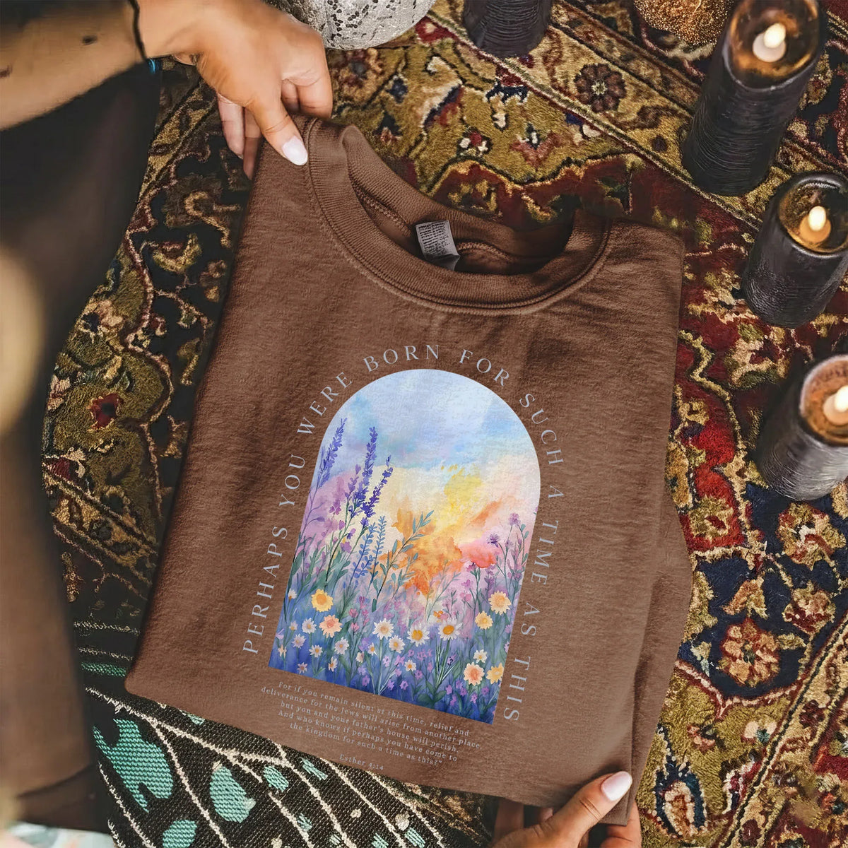 Born For Such A Time As This Watercolor Meadow Design – Faith Floral – Unisex Tshirt / Hoodie / Sweatshirt - Faith Guided Life