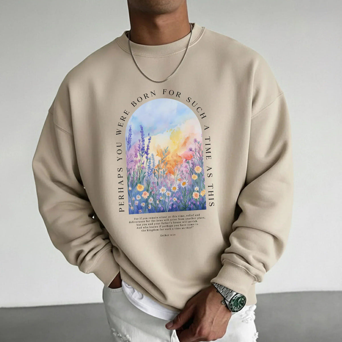 Born For Such A Time As This Watercolor Meadow Design – Faith Floral – Unisex Tshirt / Hoodie / Sweatshirt - Faith Guided Life