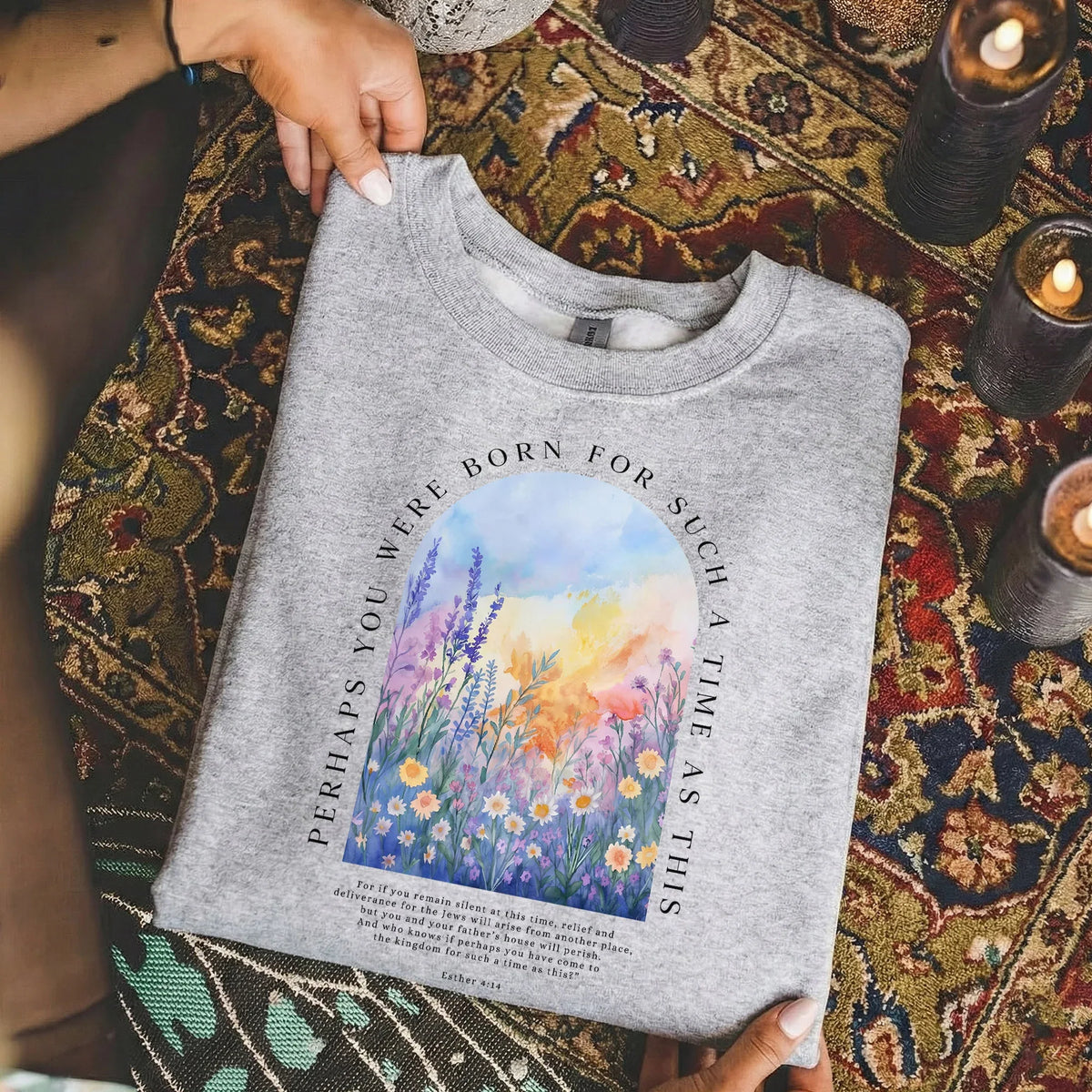 Born For Such A Time As This Watercolor Meadow Design – Faith Floral – Unisex Tshirt / Hoodie / Sweatshirt - Faith Guided Life
