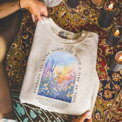 Born For Such A Time As This Watercolor Meadow Design – Faith Floral – Unisex Tshirt / Hoodie / Sweatshirt - Faith Guided Life