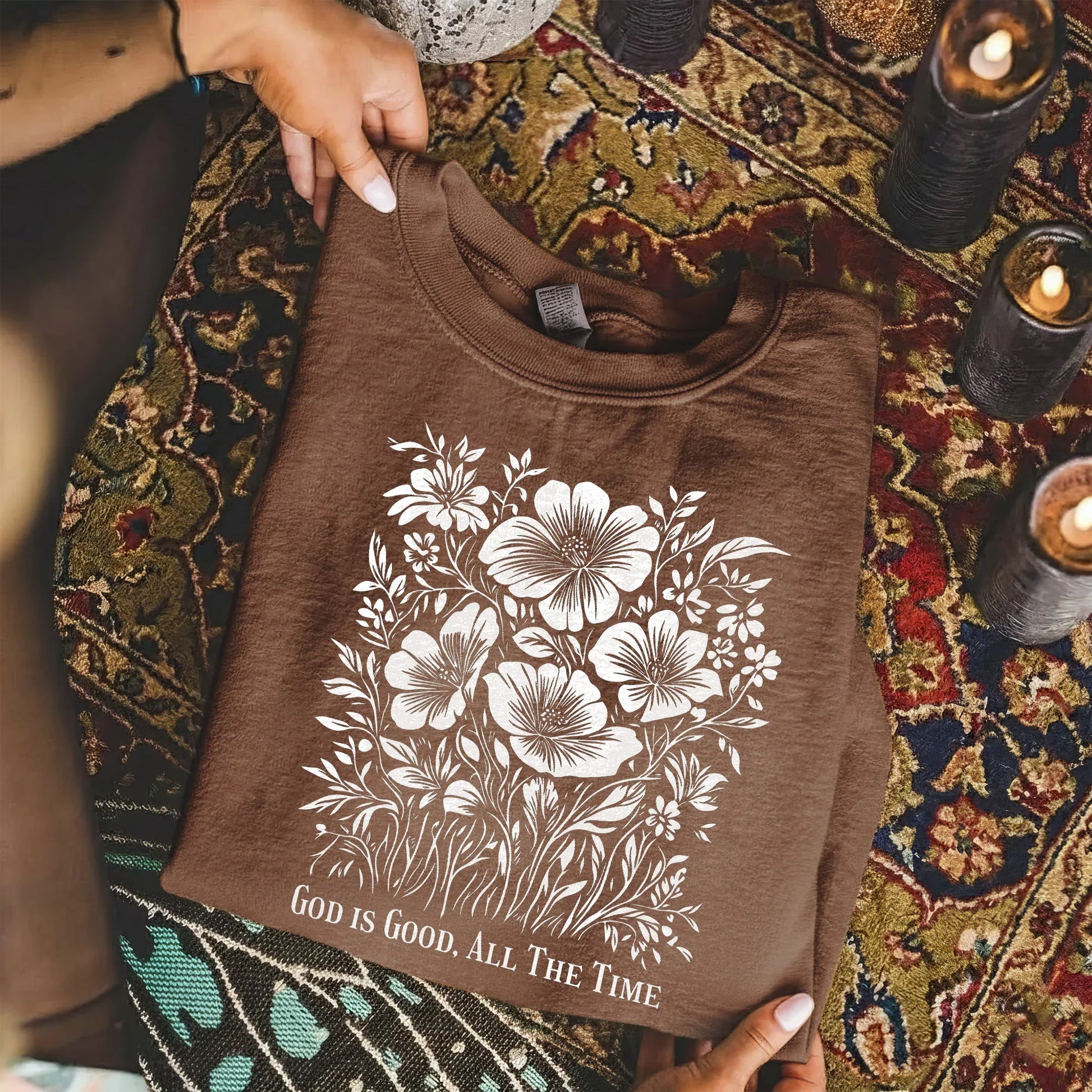 God Is Good All The Time Botanical Design – Faith Floral – Unisex Tshirt / Hoodie / Sweatshirt - Faith Guided Life