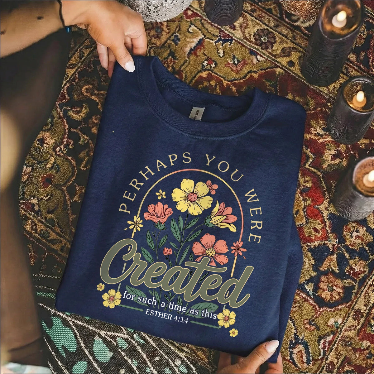Perhaps You Were Created Floral Circle Design – Faith Floral – Unisex Tshirt / Hoodie / Sweatshirt - Faith Guided Life