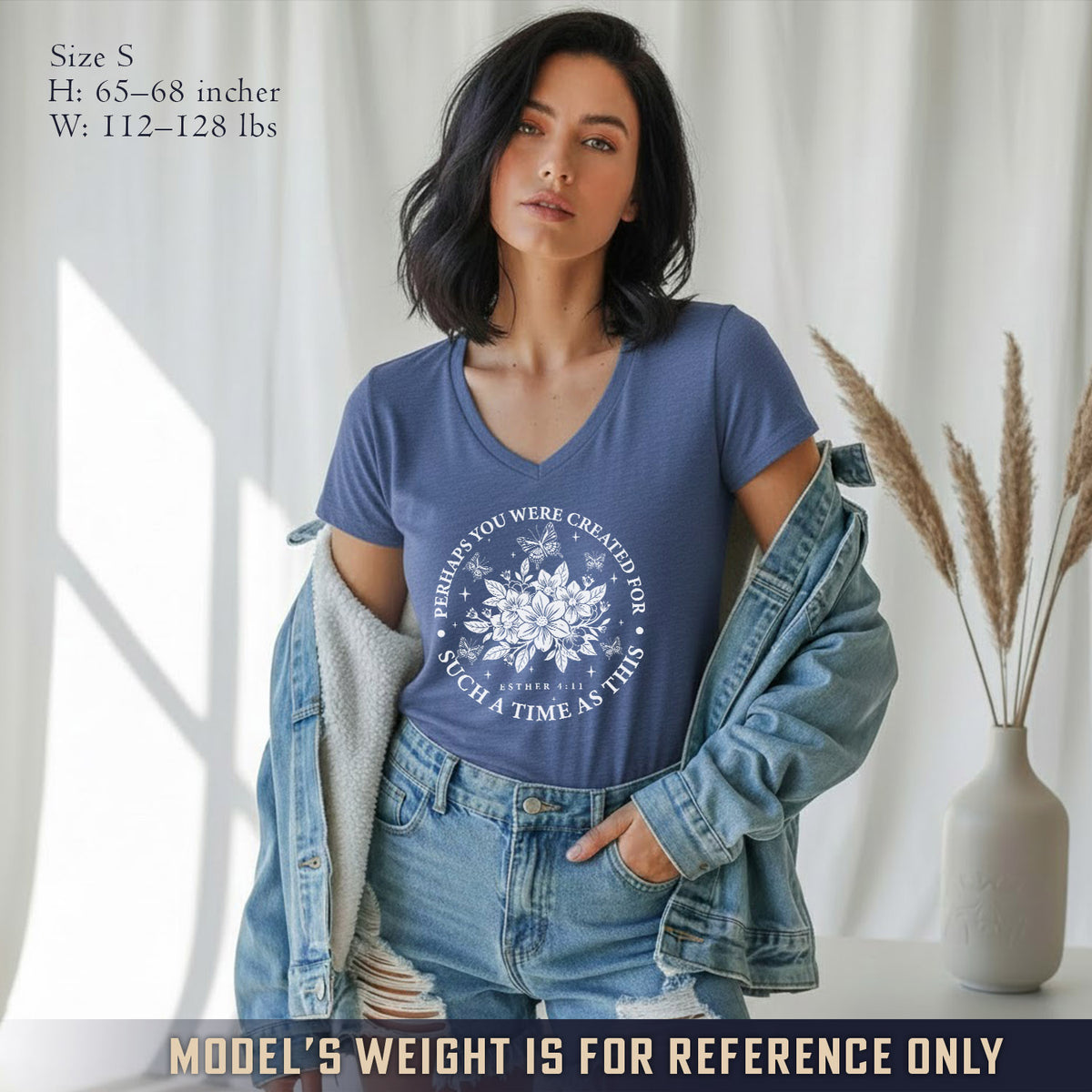 Created For Such A Time As This Butterfly Floral Design - V-Neck Christian Shirt