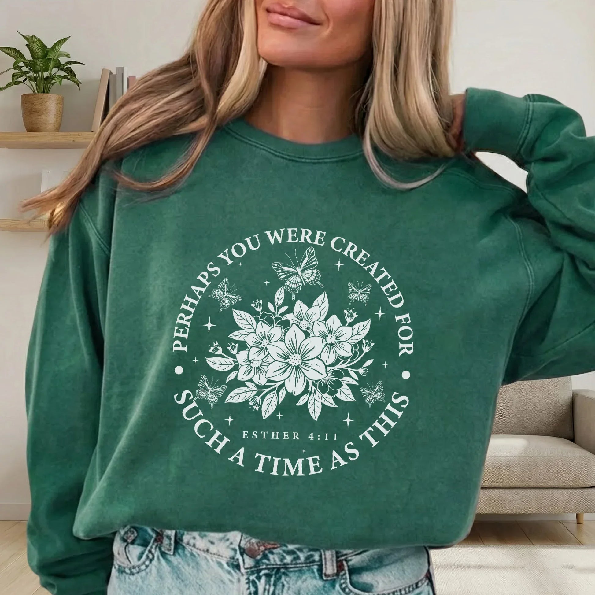 Created For Such A Time As This Butterfly Floral Design – Faith Floral – Unisex Tshirt / Hoodie / Sweatshirt - Faith Guided Life