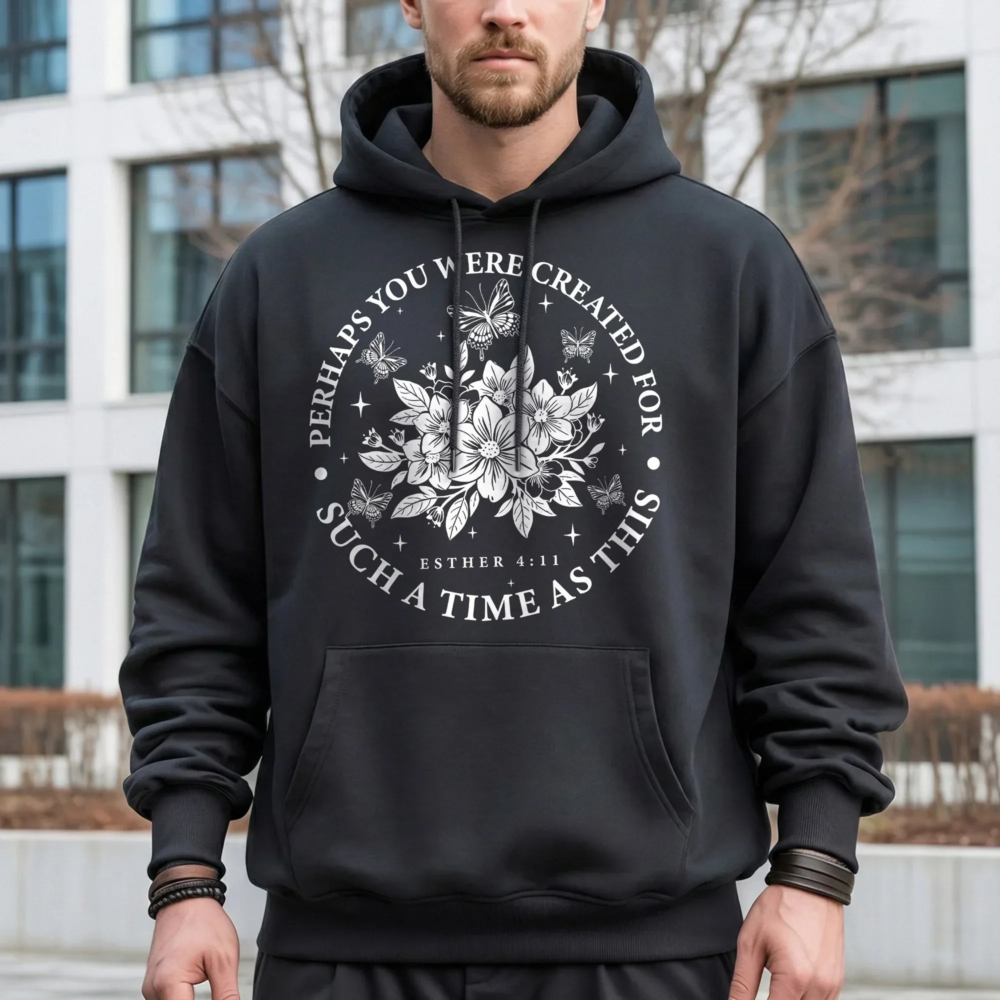 Created For Such A Time As This Butterfly Floral Design – Faith Floral – Unisex Tshirt / Hoodie / Sweatshirt - Faith Guided Life