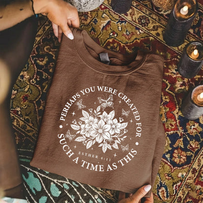 Created For Such A Time As This Butterfly Floral Design – Faith Floral – Unisex Tshirt / Hoodie / Sweatshirt - Faith Guided Life