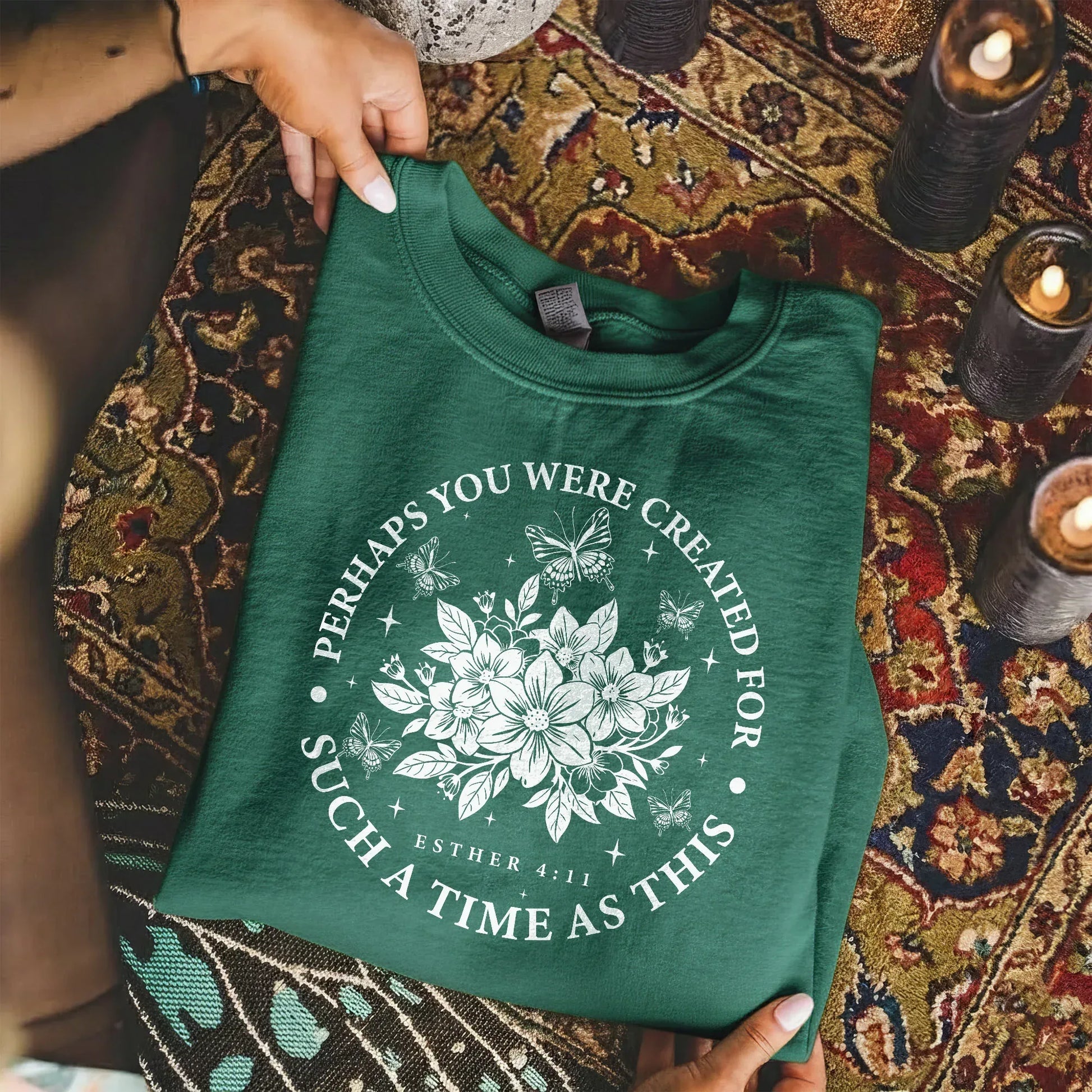 Created For Such A Time As This Butterfly Floral Design – Faith Floral – Unisex Tshirt / Hoodie / Sweatshirt - Faith Guided Life