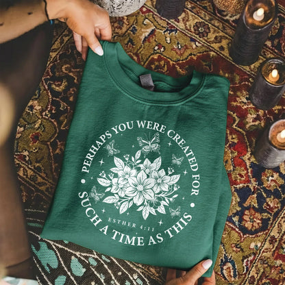 Created For Such A Time As This Butterfly Floral Design – Faith Floral – Unisex Tshirt / Hoodie / Sweatshirt - Faith Guided Life