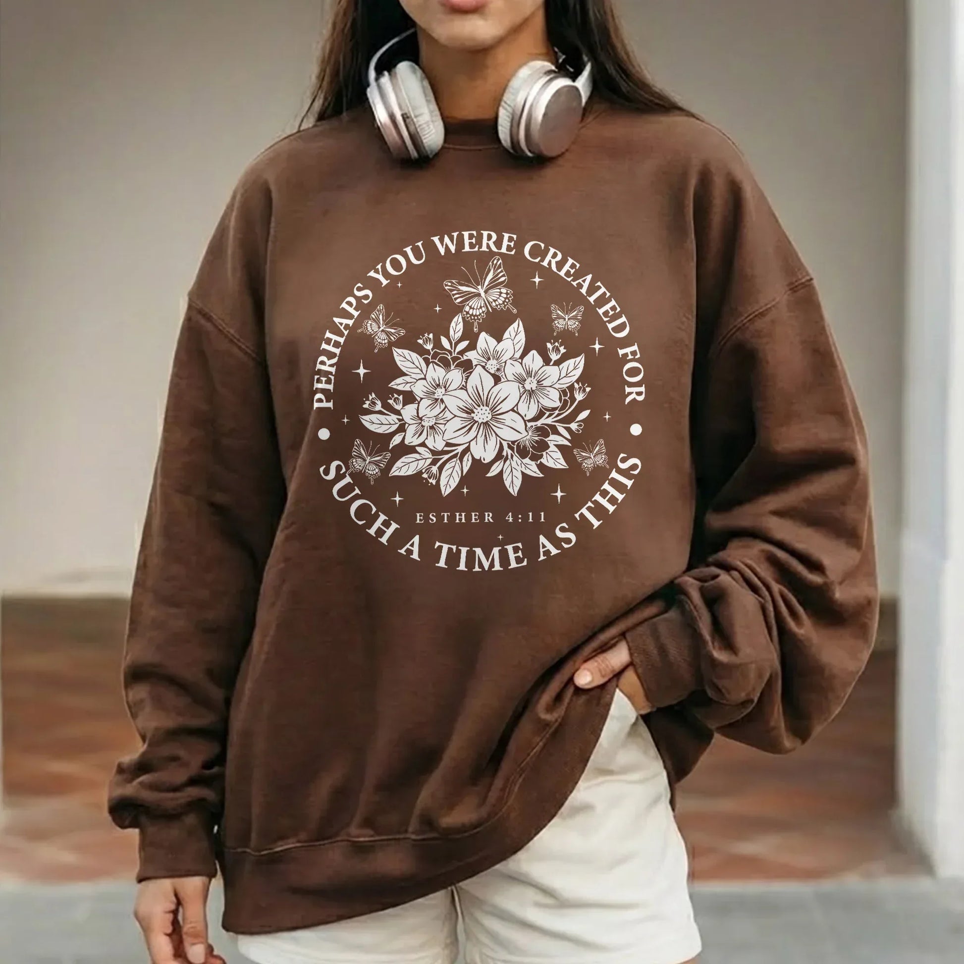 Created For Such A Time As This Butterfly Floral Design – Faith Floral – Unisex Tshirt / Hoodie / Sweatshirt - Faith Guided Life